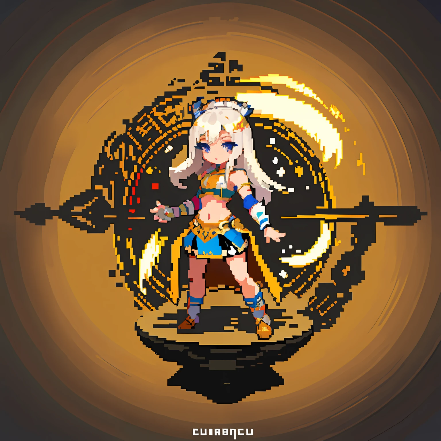 hair light, warrior, (Masterpiece, Top Quality, Best Quality),pixel,Pixel Art, 1girl, (Best Quality:1.3),(Masterpiece:1.1),(illustartion:1.2),(Ultra-detailed:1.2),mini skirt,Light top