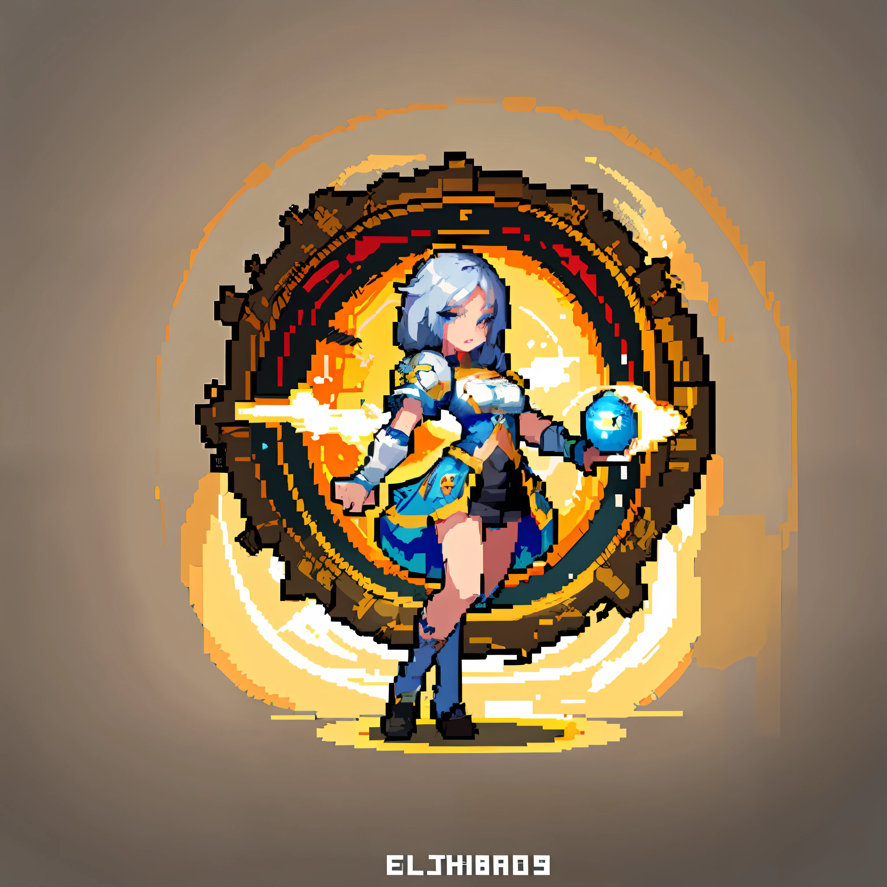 hair light, warrior, (Masterpiece, Top Quality, Best Quality),pixel,Pixel Art, 1girl, (Best Quality:1.3),(Masterpiece:1.1),(illustartion:1.2),(Ultra-detailed:1.2),mini skirt,Light top