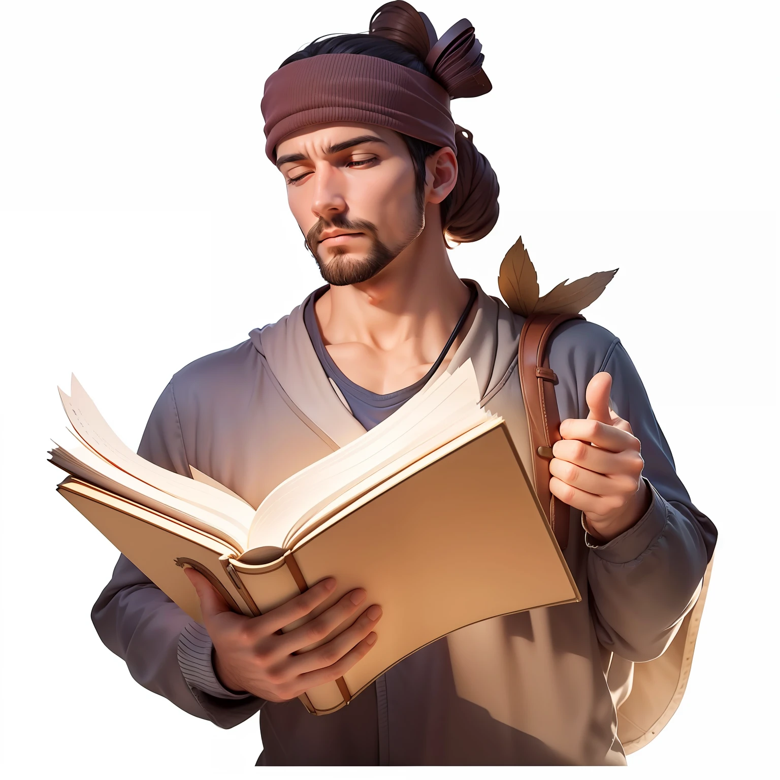"A man engrossed in a book, illuminated by the warm light emanating from its pages."
Digital drawing style,highly detail