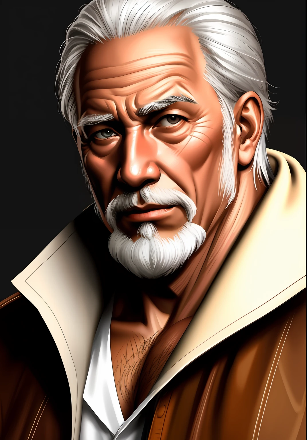 epic realistic, high-quality artwork of a oldman, rough brush strokes