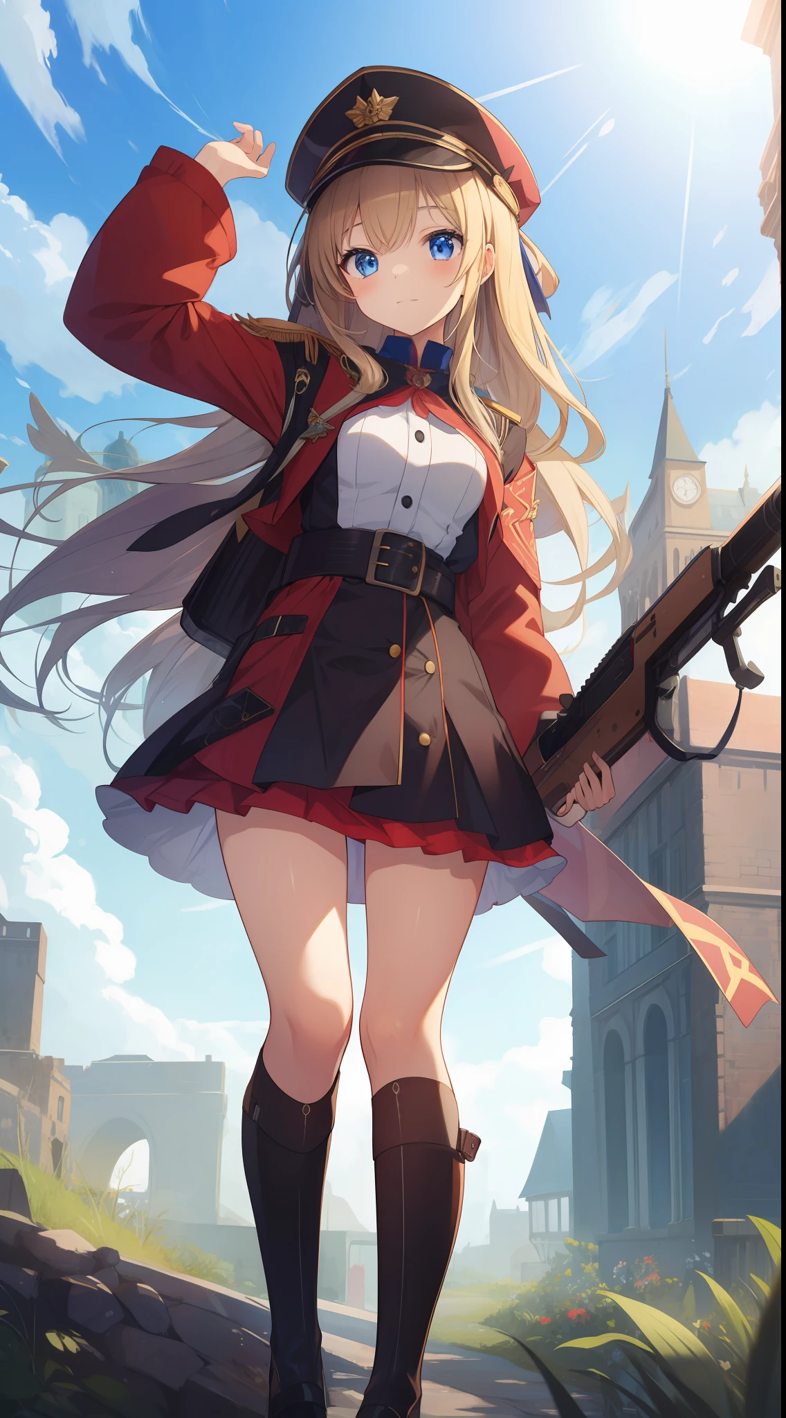 Masterpiece、hight resolution、1girl in、a miniskirt、Hunting Cap、British costume、Cute anime illustration、