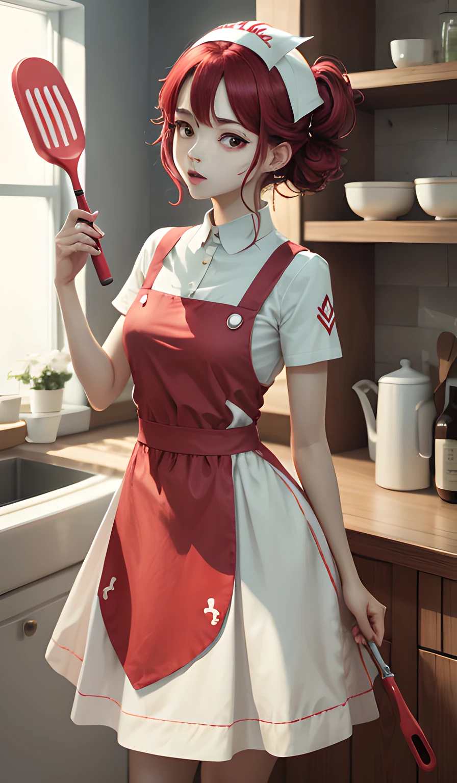 1 priest Spatula with red and white dress