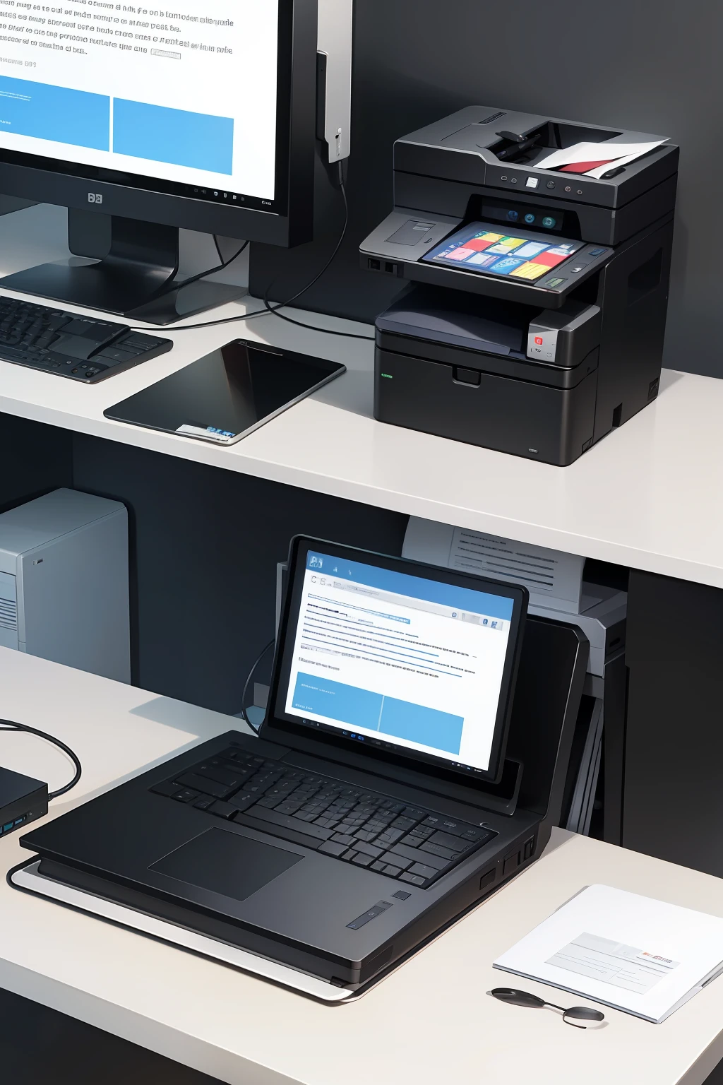The picture should have the words monitor the computer printer