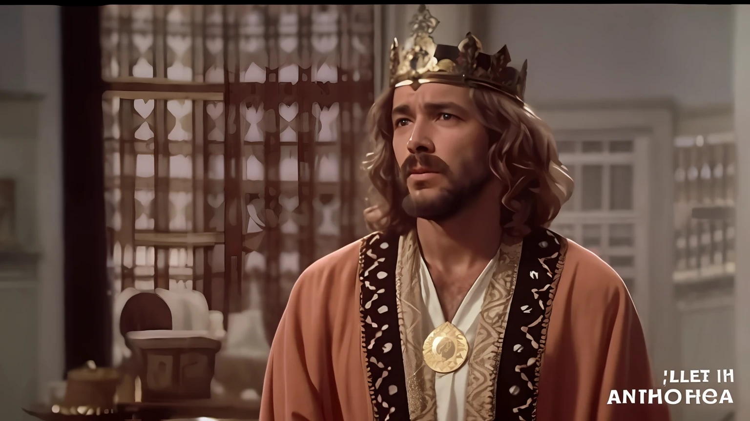 a man in a crown and robe standing in a room, cena de um filme 1 9 7 3, No filme Excalibur 1 9 8 0, 1 9 7 0 s filme, cena do filme, ainda de um filme de fantasia, cena de um filme, captura de tela de um filme, Captura de tela do filme de 1983, still image from tv series