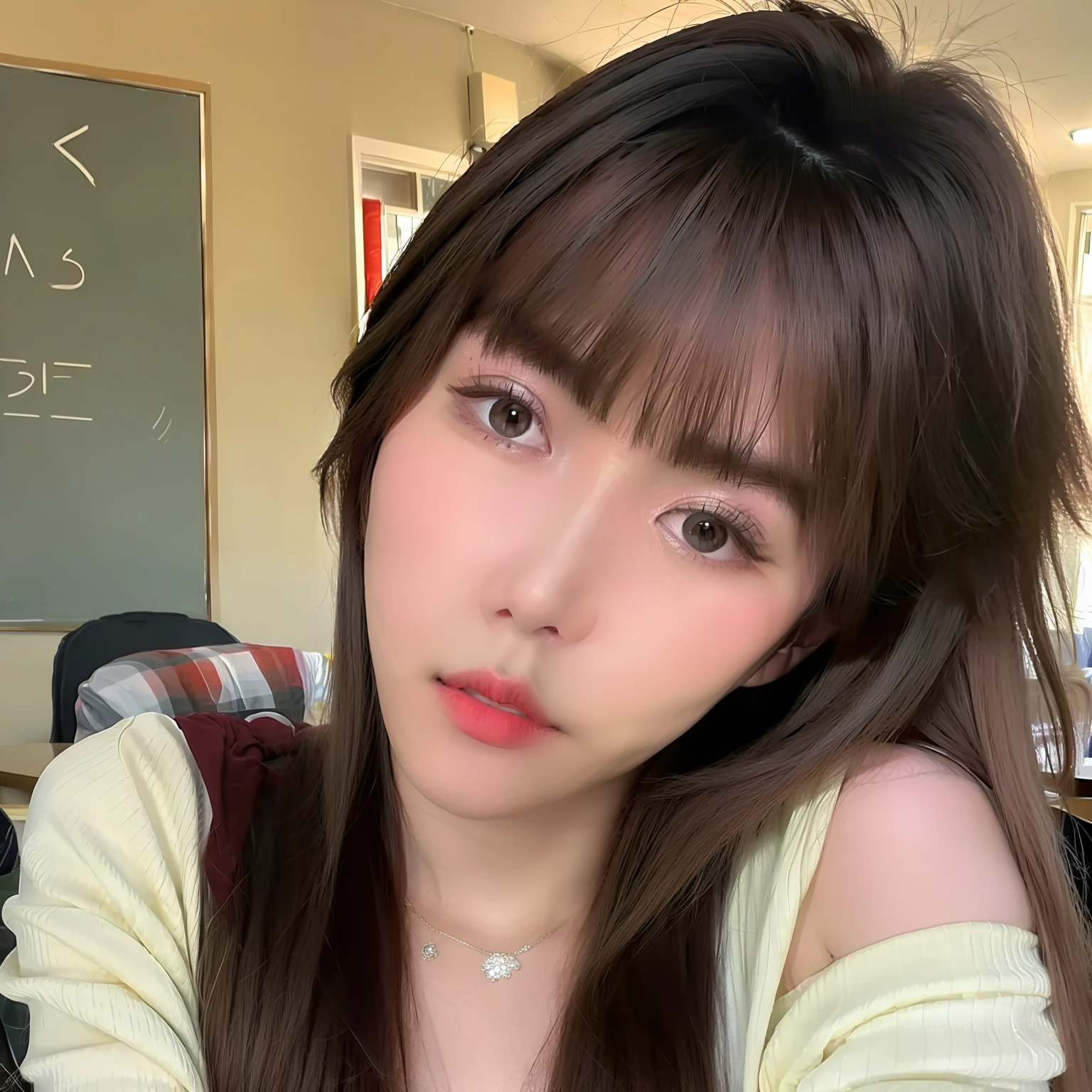 masterpiece, (best quality), 1woman,1girl,1boy ,mitsuki_nase,  black hair, long hair, red eyes, brown eyes, serafuku,lollipop, sexy woman, ,  blush,perfect proportions, vibrant colors ,natural lighting  ,RTX,  classroom, beautiful, (detailed face:1.2), medium breasts, showcase, (perfect eyes:1.1) ,(photorealistic:1.1), 8k uhd,  looking a viewer, indoors,  simple backround, (perfect fingers)