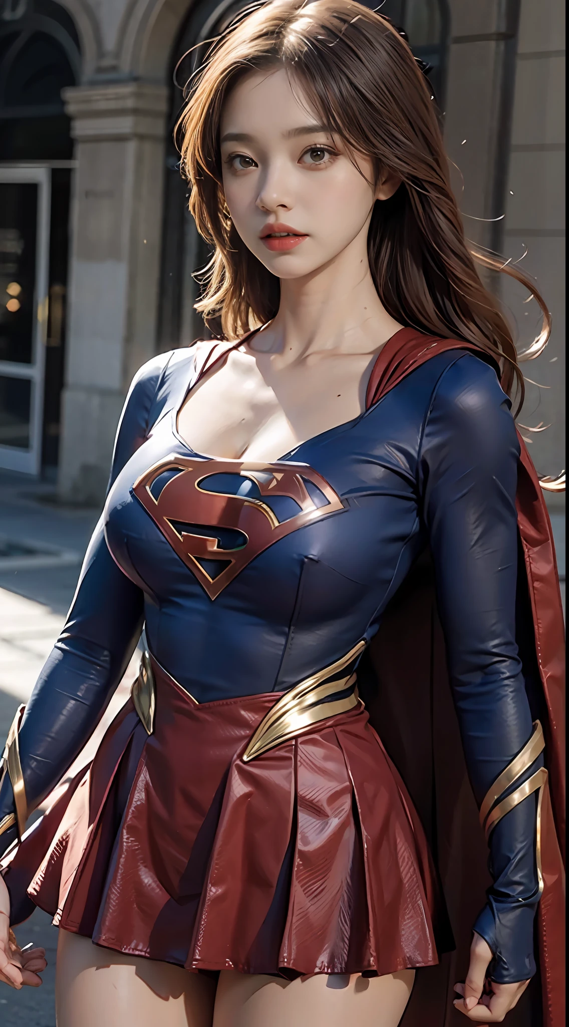 Woman body set big breasts, Supergirl costume dress