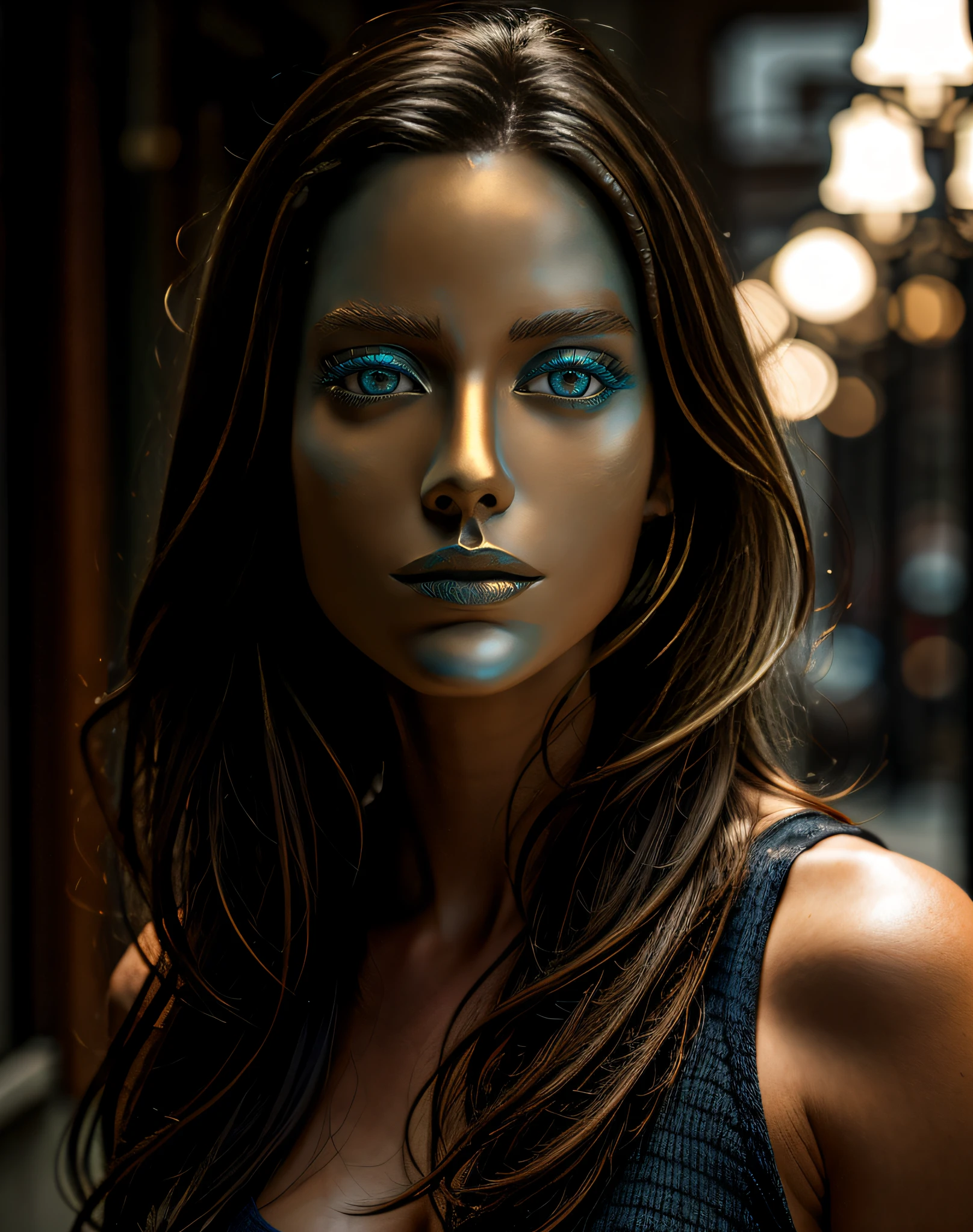 (masterpiece, best quality, beautiful art:1.4), face made of bronze:1.4, perfect blue eyes, highly detailed, metallic texture, 8k