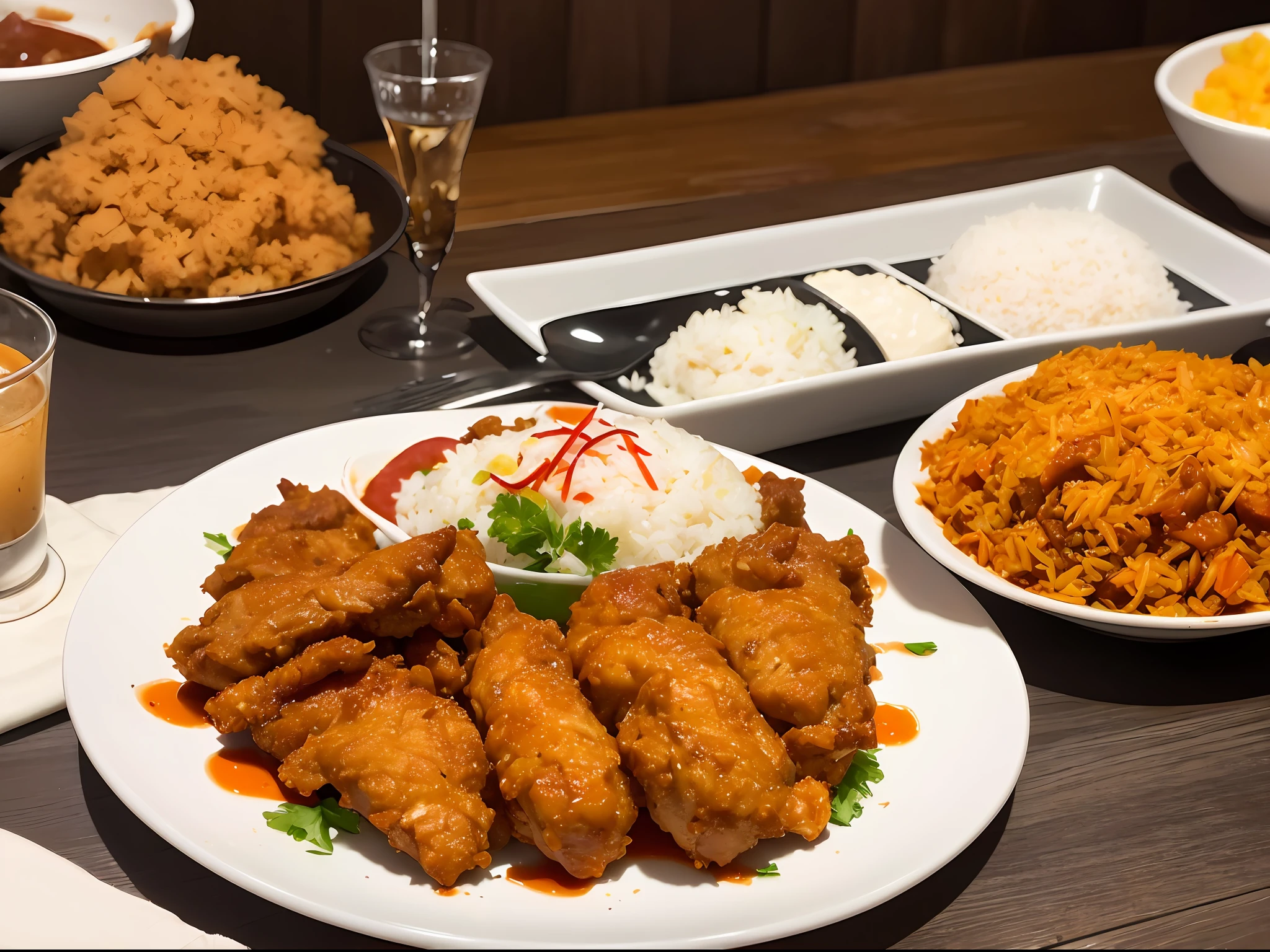 There is a plate of food with meat and rice on it, chicken, fried chicken, Japanese, recipe, very crispy, crispy, dish