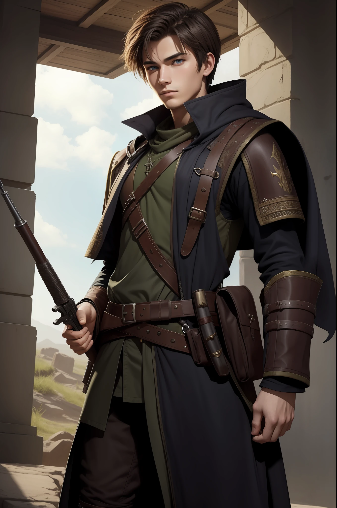 20 years old man, regular citizen, rebel, high fantasy medievial style, no weapon, no armor