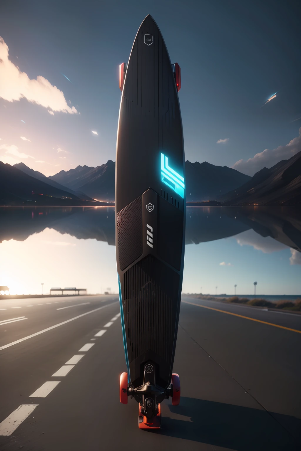futuristic electic folded longboard, ultra detailled, 8k, photorealistic, highly detailed, (cinematic:1.3)