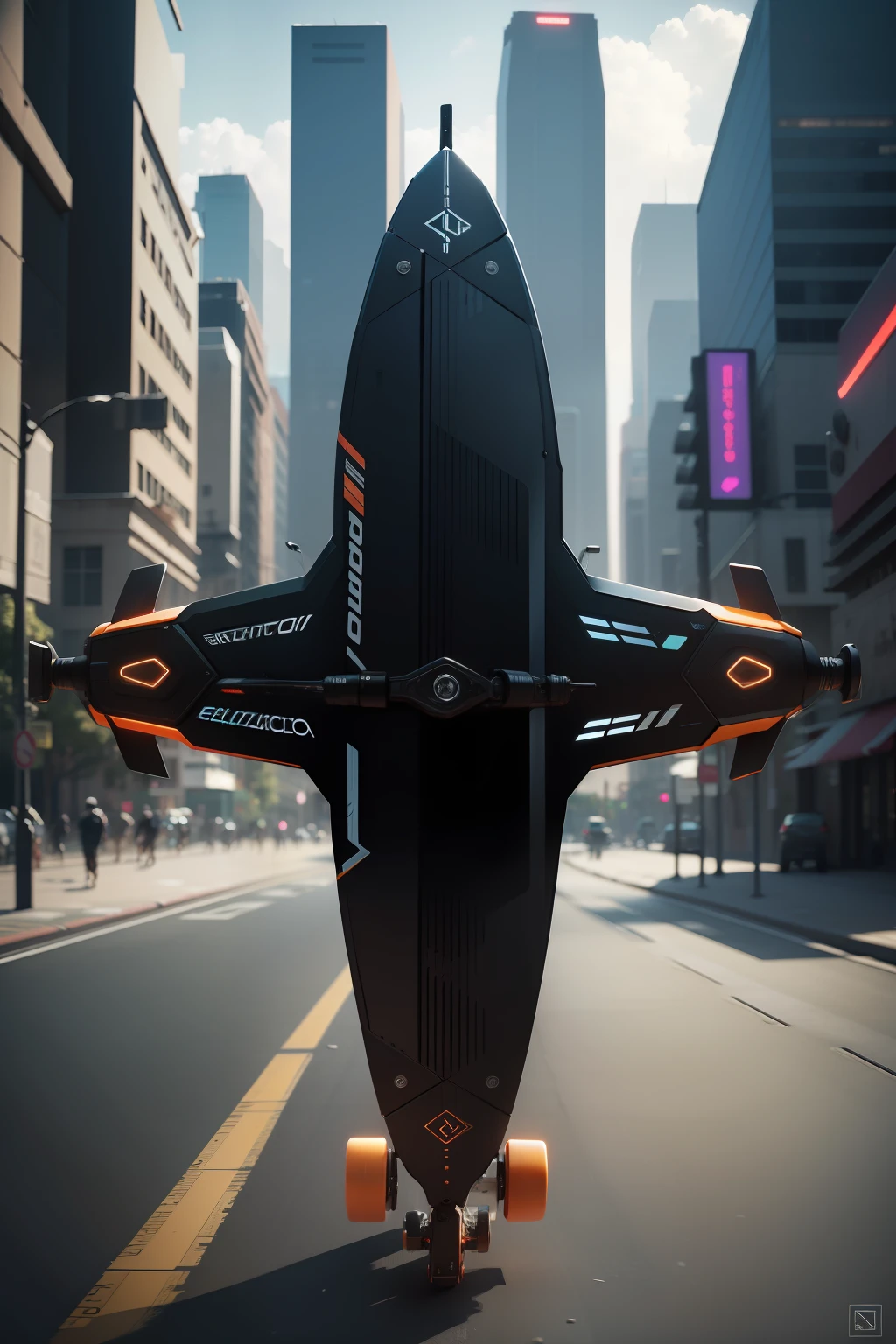 futuristic electic folded longboard, ultra detailled, 8k, photorealistic, highly detailed, (cinematic:1.3)