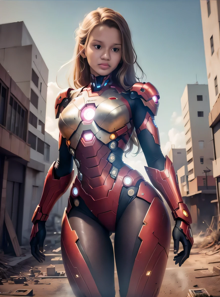 A woman in a suit is standing in a town, da armadura, Emma Watson como Homem de Ferro, meninacha cyber armor, como o ironman, coberto em armadura de metal completo, Senhora na armadura vermelha, Homem de Ferro Cyberpunk, Wojtek FUS, armadura impressionante, armadura vermelha, bikini armor, CGSetivity UHD 4K altamente detalhado, bikini armor, bikini-armor