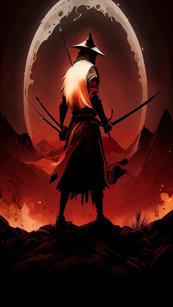 a man in a samurai outfit standing on a hill with a sword, inspired by Kanō Hōgai, samurai touro da lua, Demon Samurai, epic samurai warrrior, demon samurai warrior, Sekiro em Bloodborne World, guerreiro samurai, badass anime 8 k, Tsushima fantasma, Samurai Neon, Estilo Samurai, Machadinha, samurai touro preto