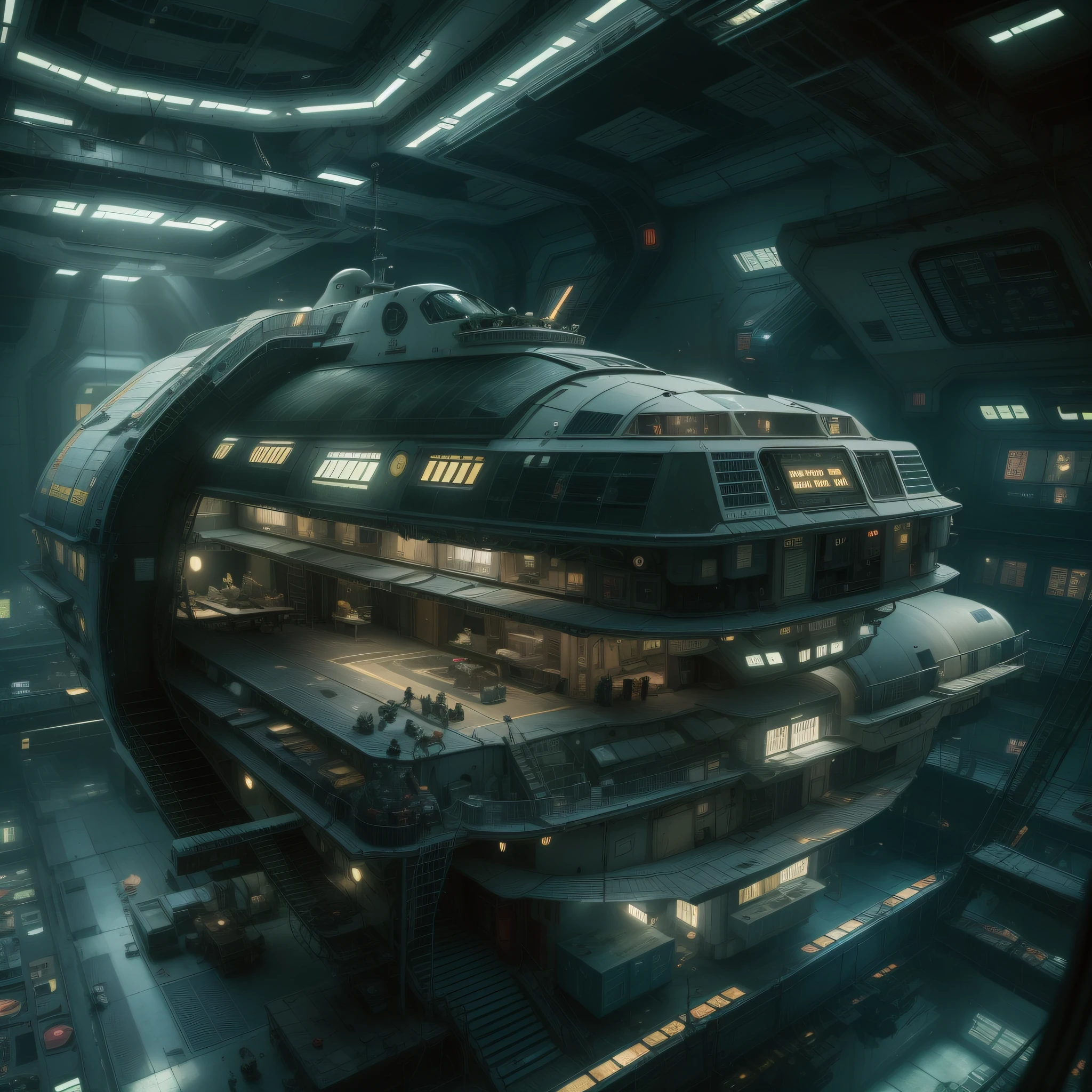 la tripulacion de la nostromo se encuentran varados en un planeta desconocido contemplando una nave alienigena.