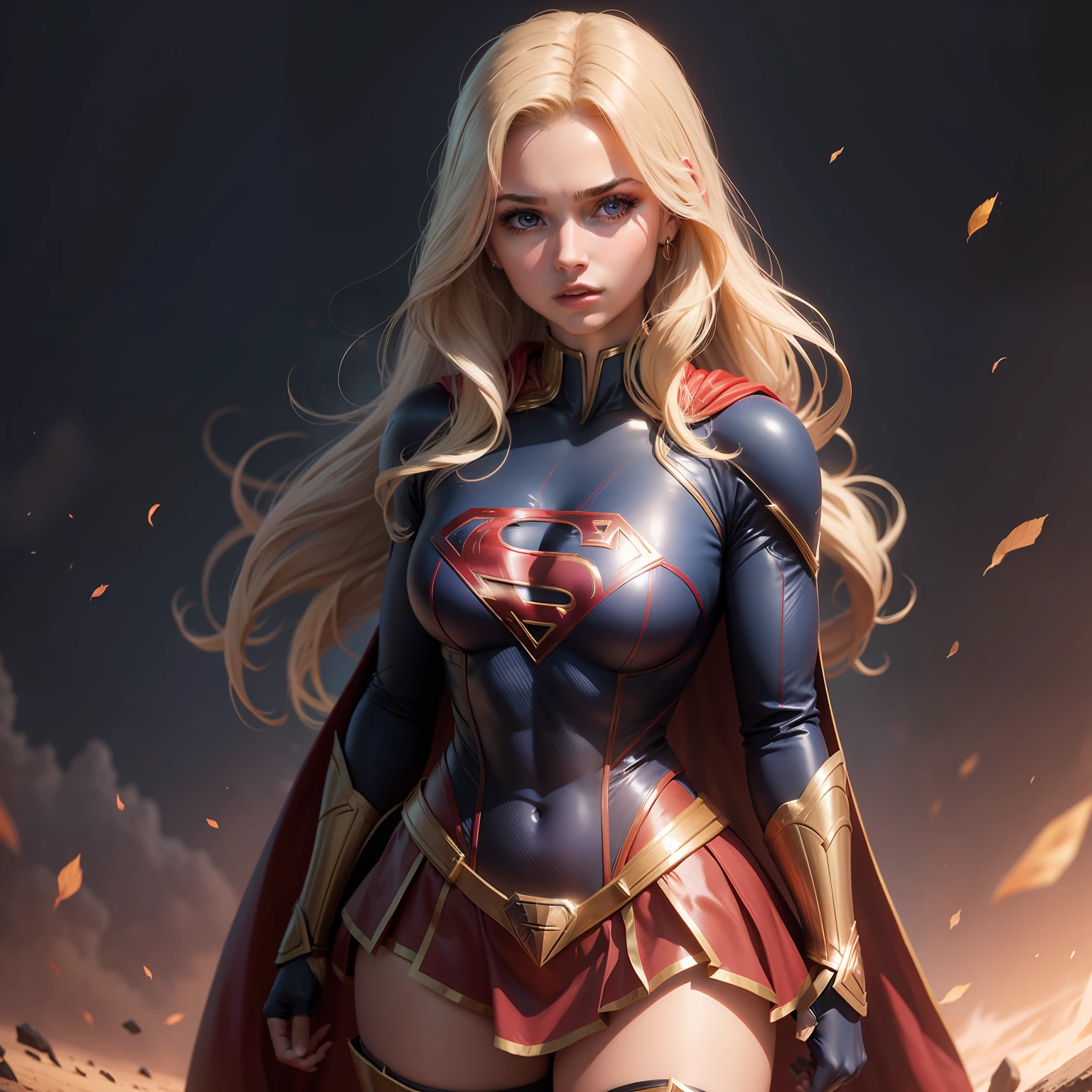 Mulher bonita cabelo curto corpo definido seios grandes, vestindo cosplay de Supergirl, p0rno, realistic and detailed hands