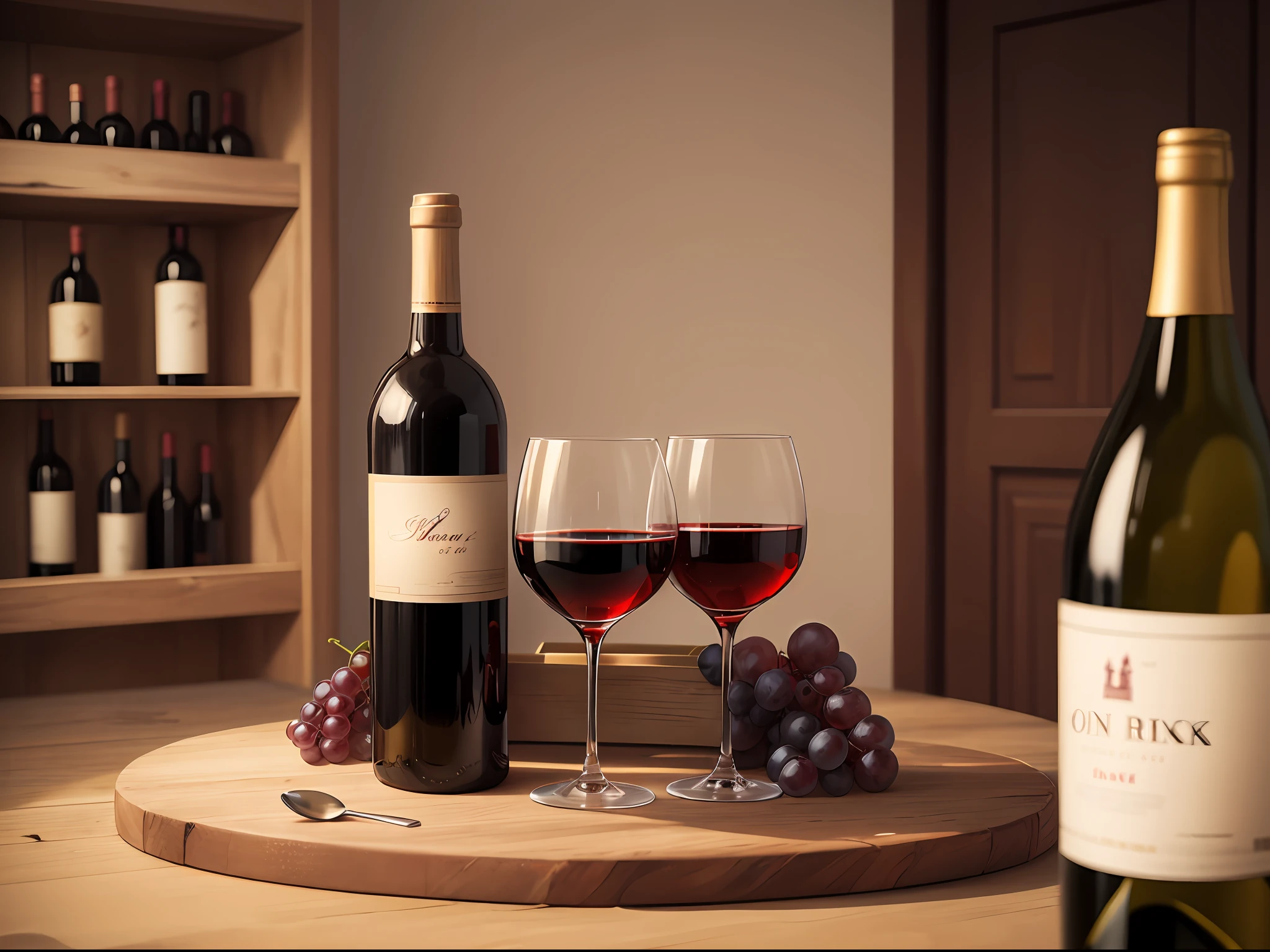 wine bottle and two glasses --auto