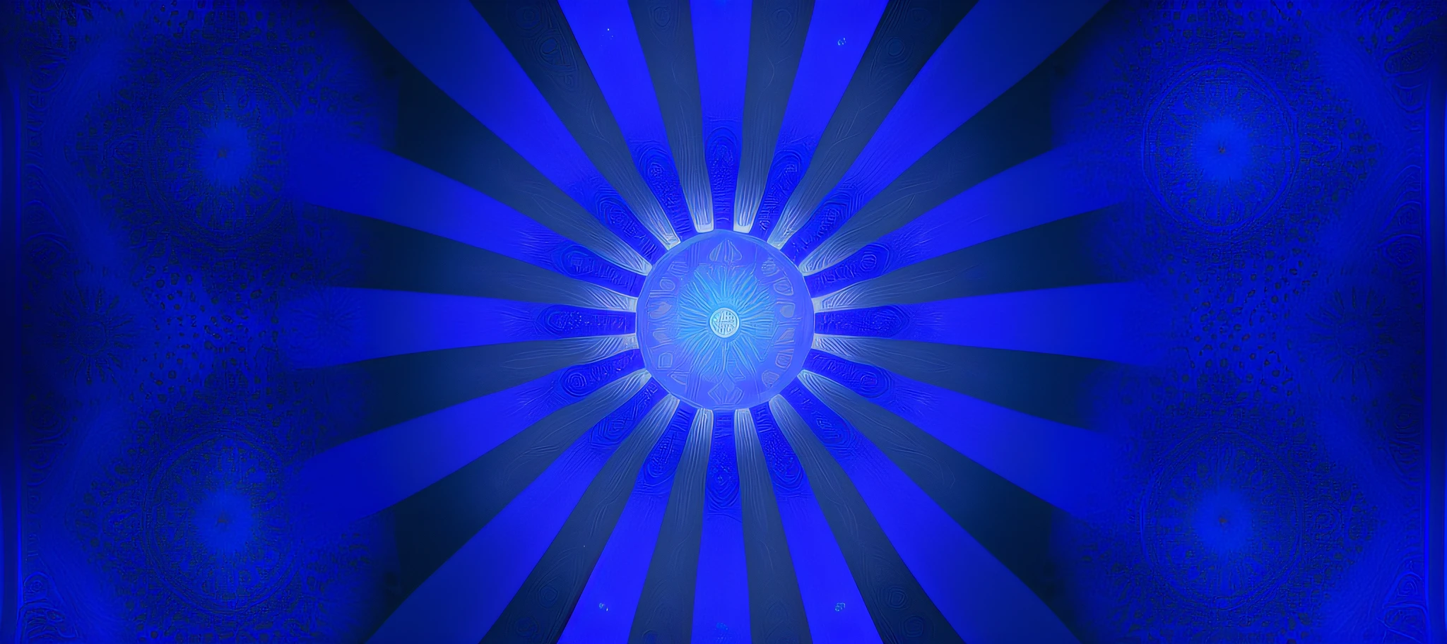 arafed image of a blue background with a paisley pattern, blue rays, blue rays from tv, blue sunshine, abstract sun in background, indigo background, blue rays of light, with a blue background, blue backgroung, digital illustration radiating, rays of blue moonlight, blue backdrop, blue image, an abstract spiritual background, blue background