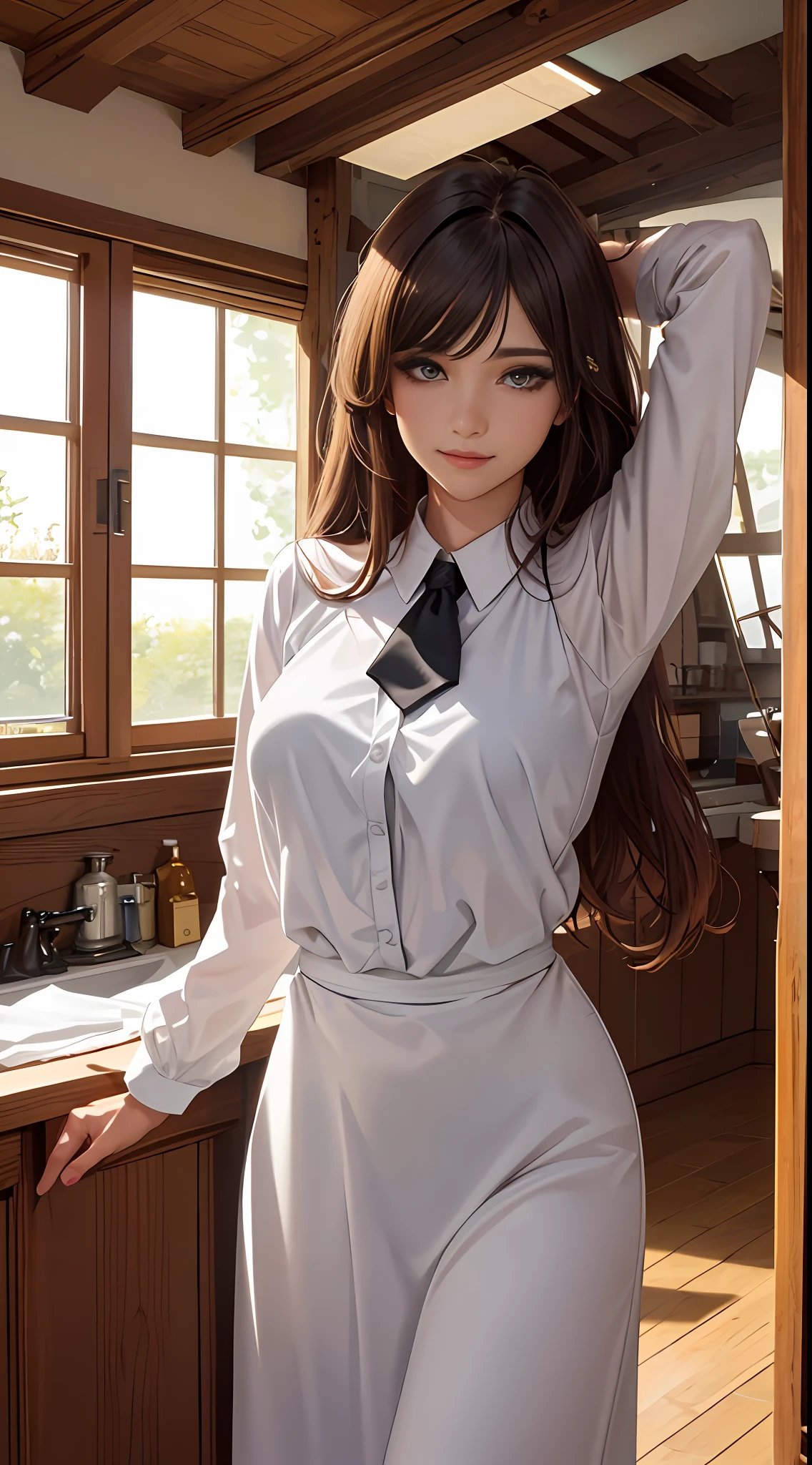 tmasterpiece,best qualtiy,ultra - detailed,illustratio,epic lighting,cinematic compositions,isometry,1girll,独奏,adolable,with brown eye,Black color hair,single hair,red hair clips,blouse with a white collar,black necktie,Black pantsuit,formal,a captivating gaze,captivating posture,inside in room,office room,doors,Open the door,looking at viewert,Be red in the face,seduct smile,Shut your mouth,(8K:1.1),1female,25 age old,Large breasts,Pornographic exposure, 独奏,(Background with:coniferous forest,at winter season,Snow on the ground,the sea) with his long black hair, standing on your feet,Sweat profusely,drenched all over the body,From the front side, curlies, mostly cloudy sky,(((tmasterpiece),(Very detailed CG unity 8K wallpaper),best qualtiy,cinmatic lighting,detailed back ground,beatiful detailed eyes,Bright pupils,blue color eyes,(Very fine and beautiful),(Beautiful and detailed eye description),ultra - detailed,tmasterpiece,)),facing at camera,A high resolution,ultra - detailed)revealing breasts,Bare genitalia, Bulge,Camel toes,Raised sexy,Flushed complexion,Open-mouthed,Smile,