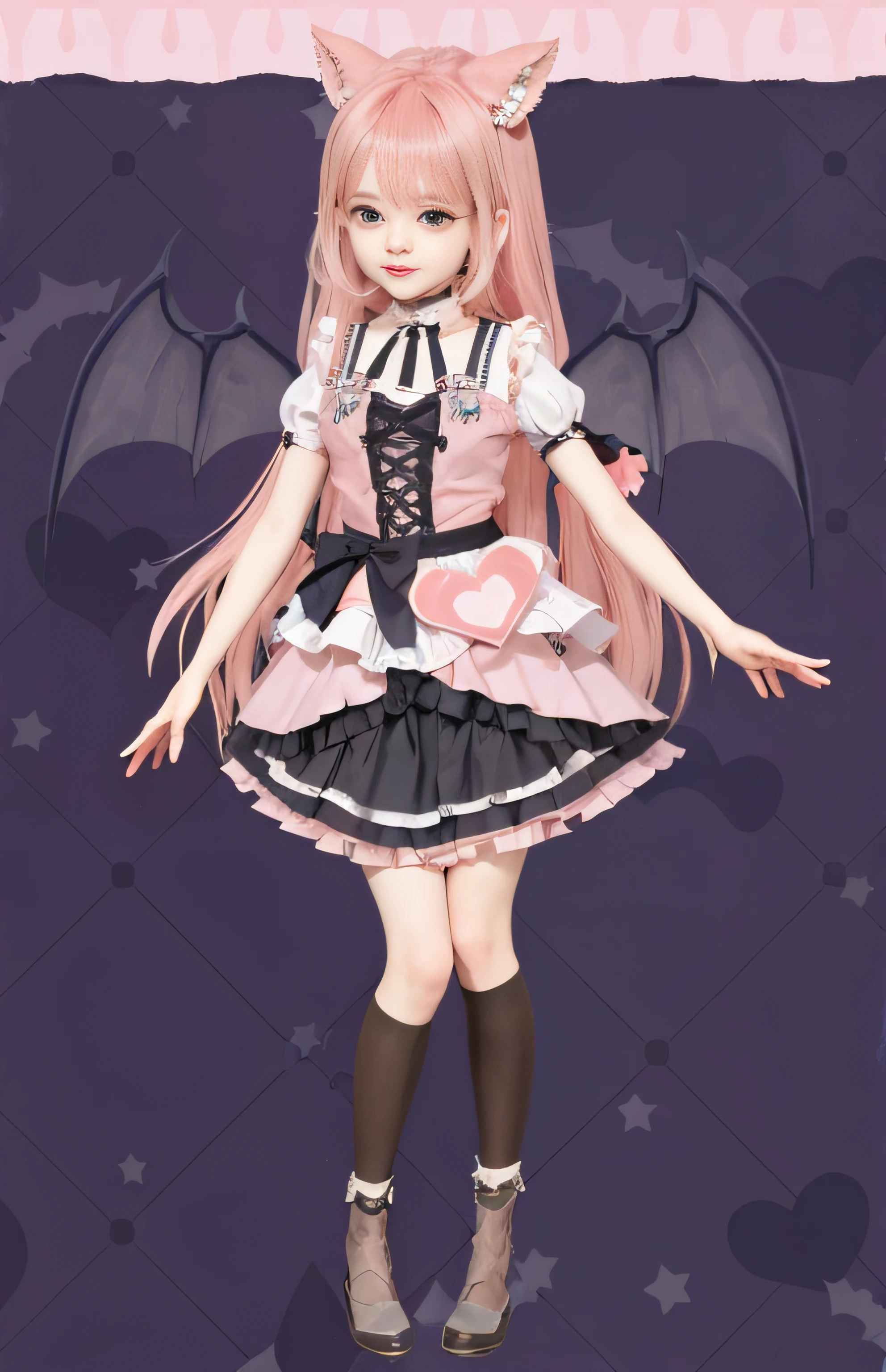um close up de uma pessoa em um vestido com um morcego, gothic maiden anime girl, menina anime demon, menina monstro anime, meu vestido queridinho anime, Menina anime em um traje de empregada, full body adoptable, style of magical girl, Cute anime waifu in a nice dress, lolish, portrait of magical lolita girl, Menina gato anime em uma fantasia de empregada