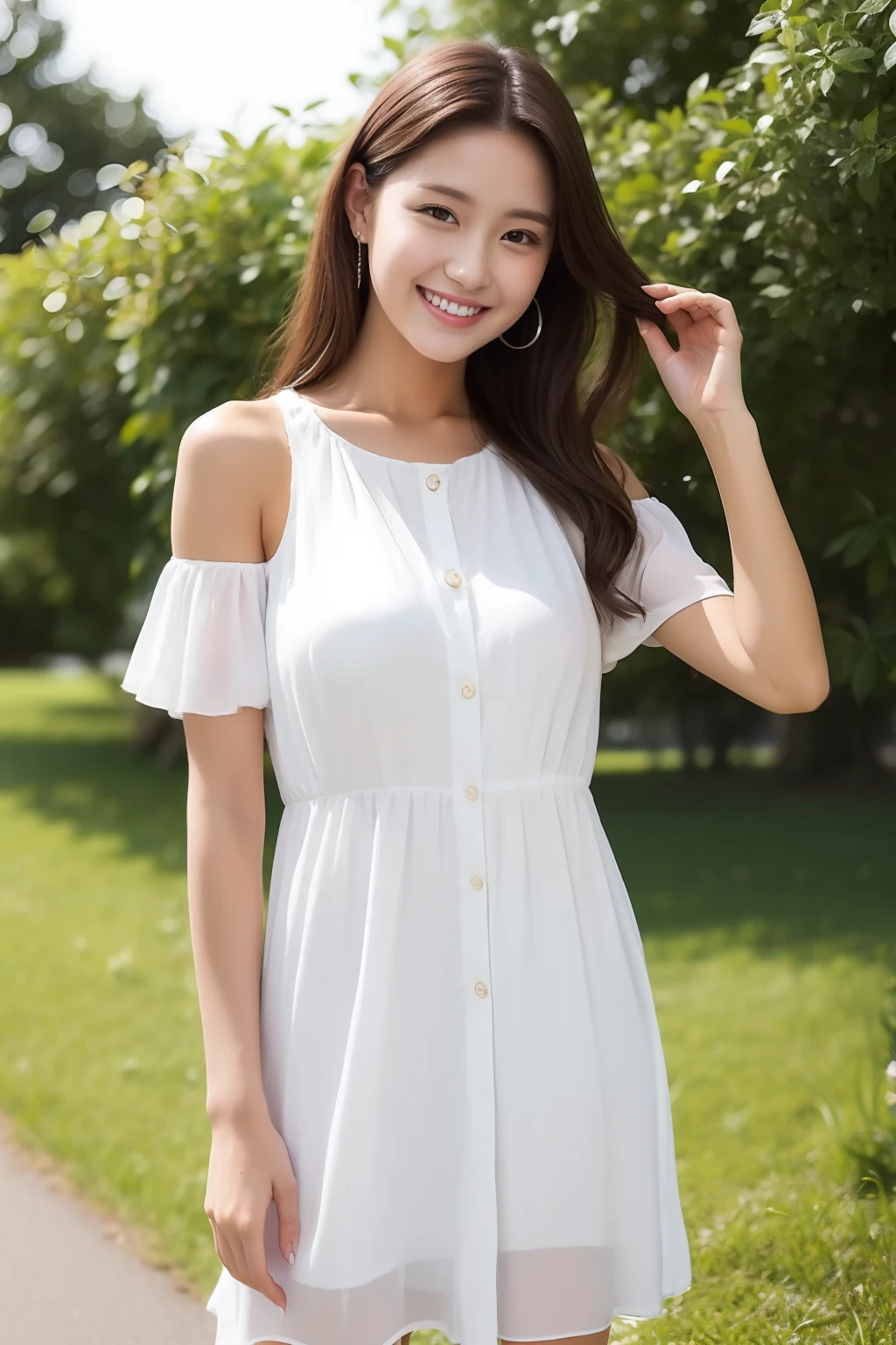 Beautuful Women、perm、full body Esbian、A smile