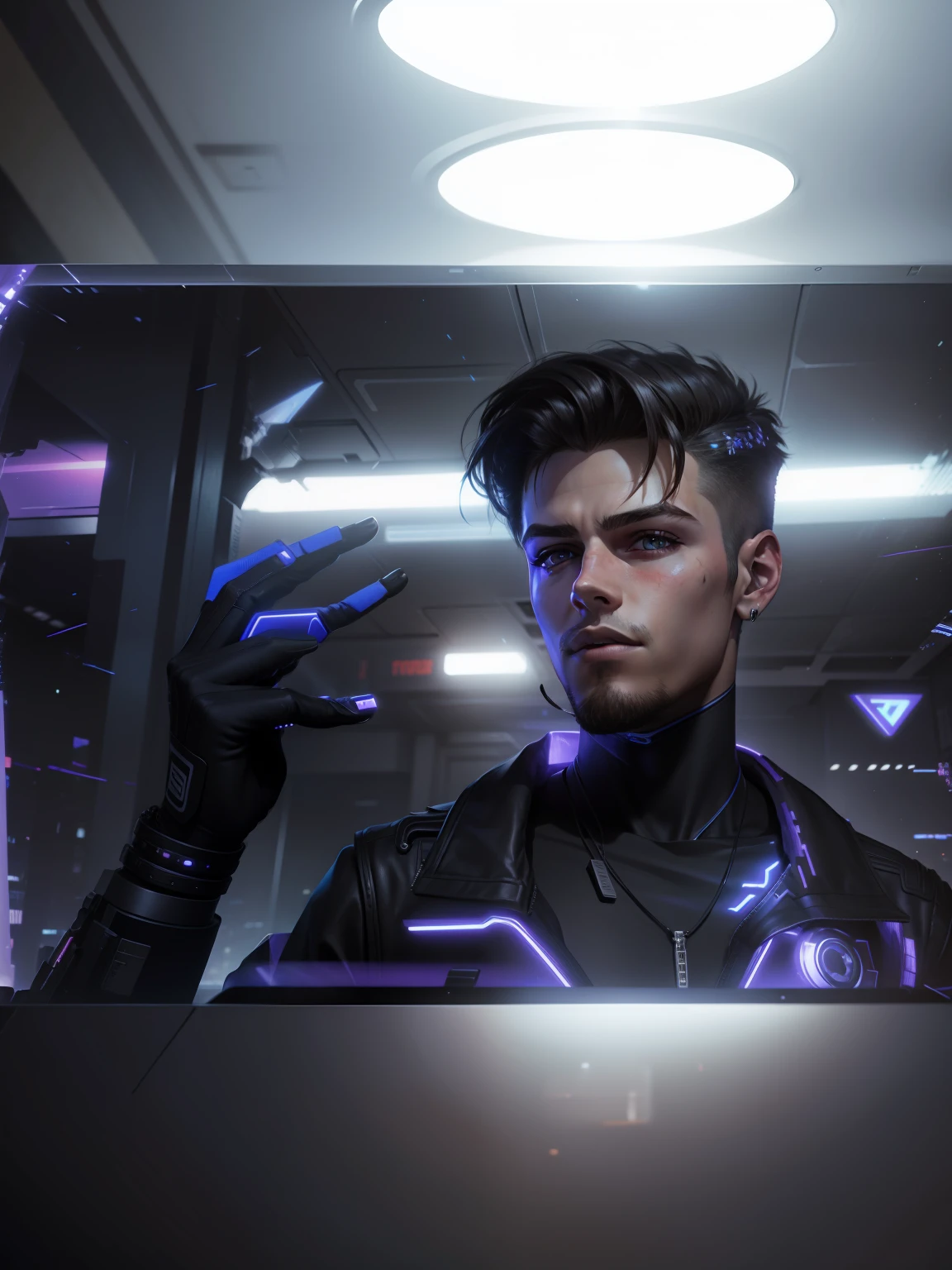 Change background cyberpunk hansome boy, realistic face ,8k , ultra realistic, taking selfie,
