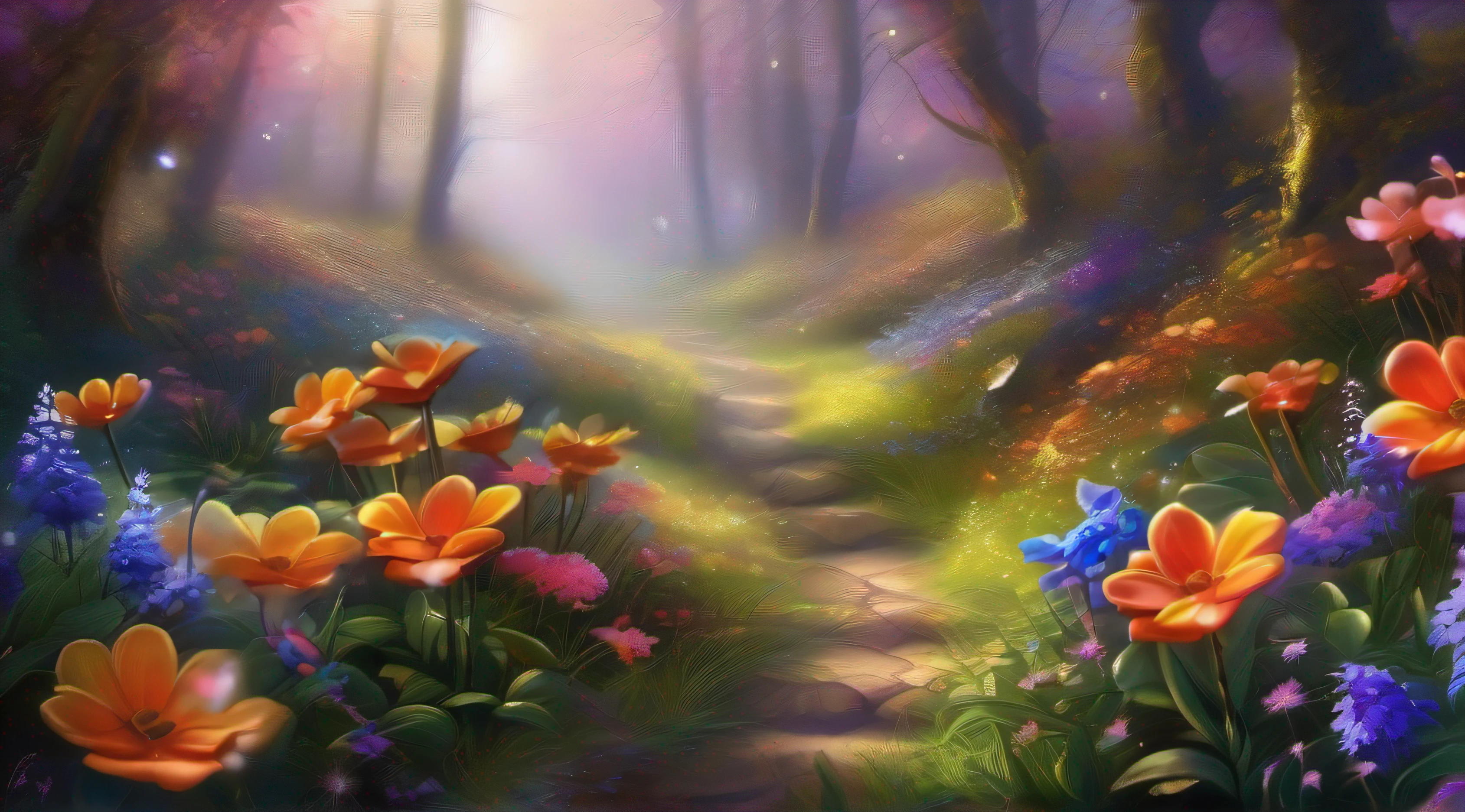 Flowers of every hue bloomed along the forest floor, filling the air with a sweet and enchanting fragrance,