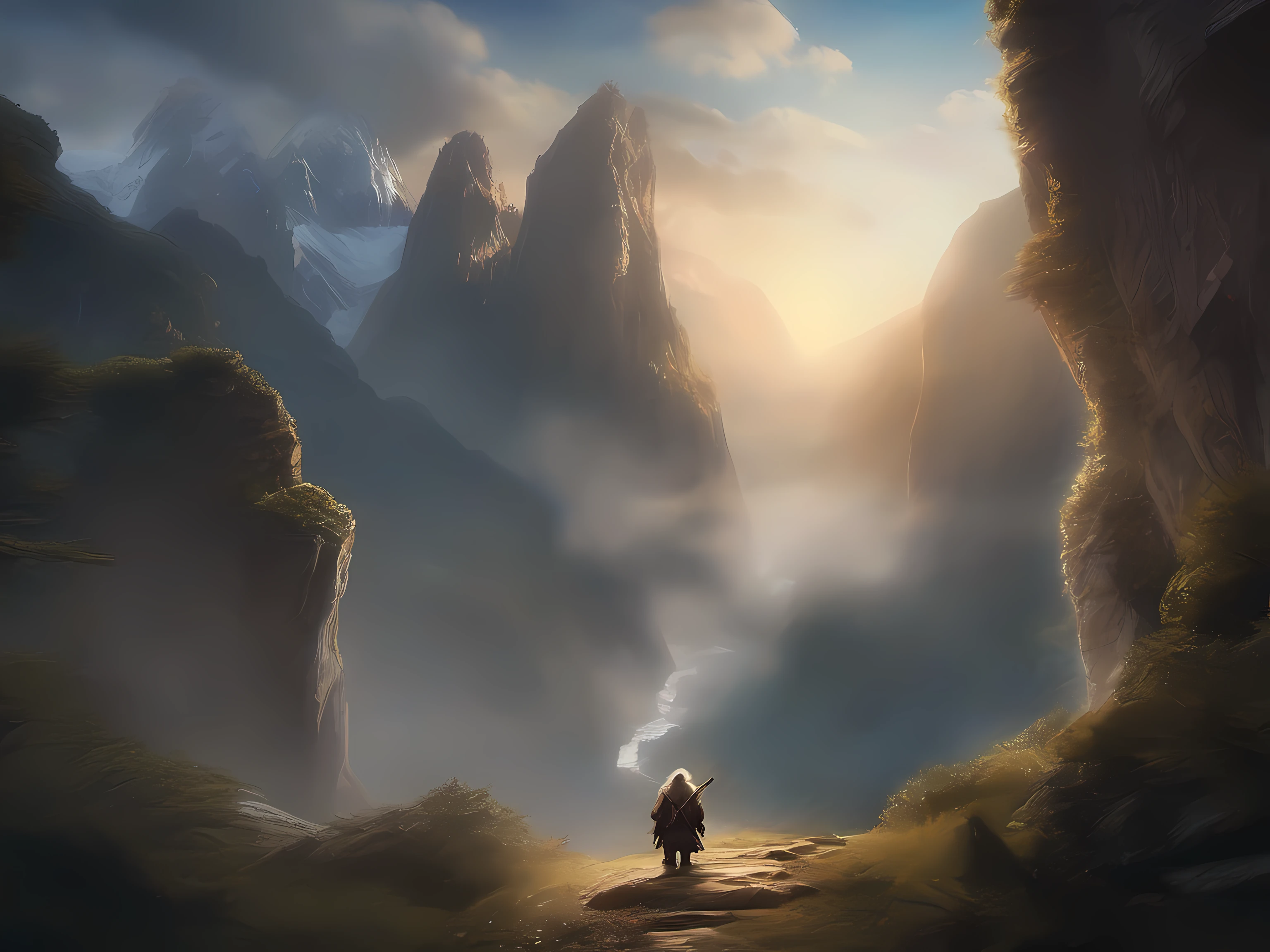 Dwarf, Vale de Pedras ao Luar, Wisps de wisps em todo o ambiente, High definition, alta qualidade, professional cinematic lighting, 16k, movie poster, alta qualidade, alta qualidade, High definition