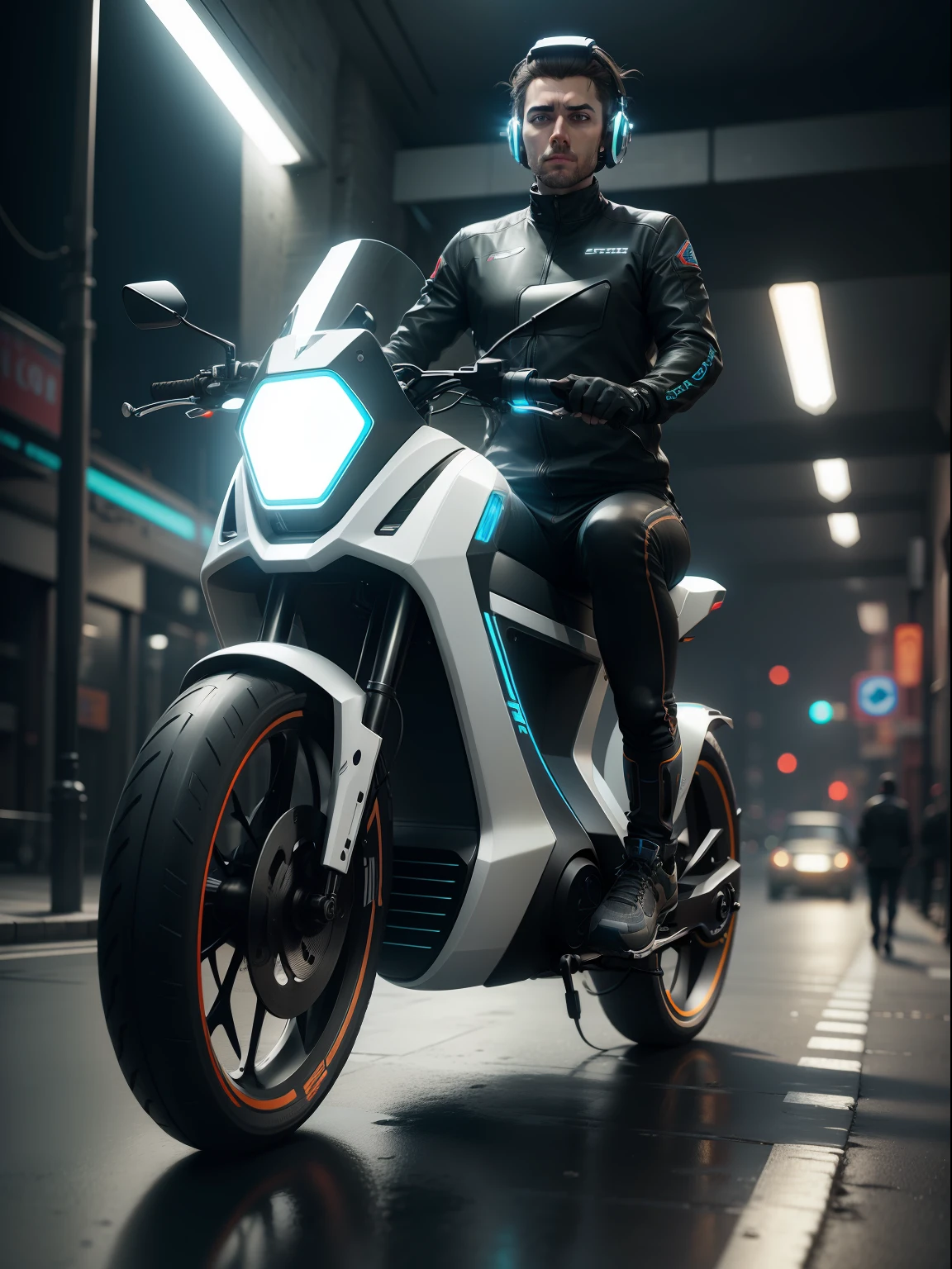futuristic electric bike, ultra detailled, 8k, photorealistic, highly detailed, (cinematic:1.3)