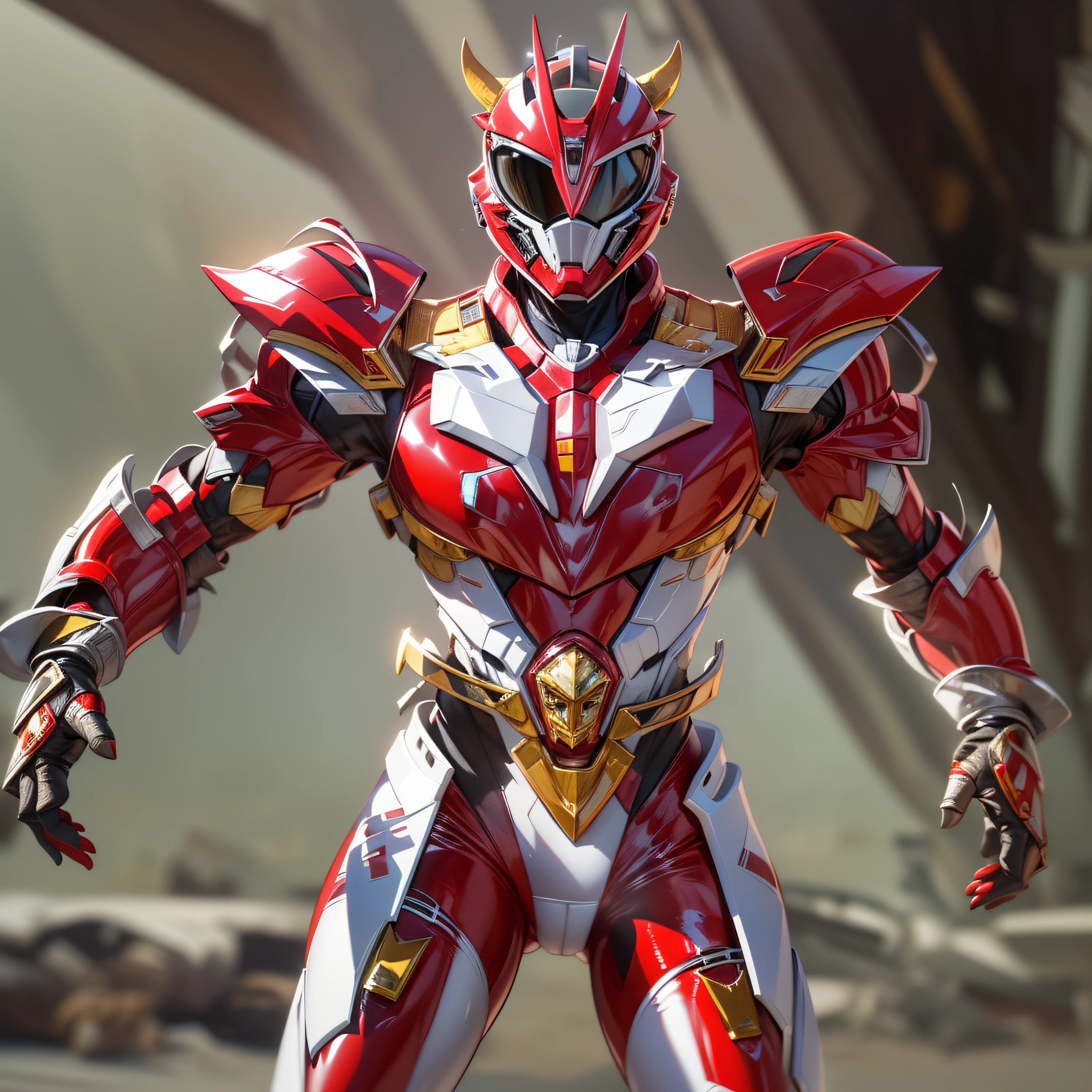 1man, masterpiece,best quality, masterpiece, high detail,detailed face,detailed eyes,rendered eyes,perfect eyes,hip lines,ambient occlusion,crisp image,detailed,amazing,8k,8k wallpaper,8k in megazord cockpit background, high detailed skin,high res, ((male shot)), (running), megazord, mecha, (sitting in megazord cockpit) ((solo)), (red chrome Power Ranger), (((red chrome armor, red chrome Rhino helmet, red chrome bodysuit, white belt, black eyes, white gloves))), (((white boots))), gold chrome armor, white gloves, red chrome bodysuit, vambraces, photo-realistic, ultra-realistic, unreal engine,