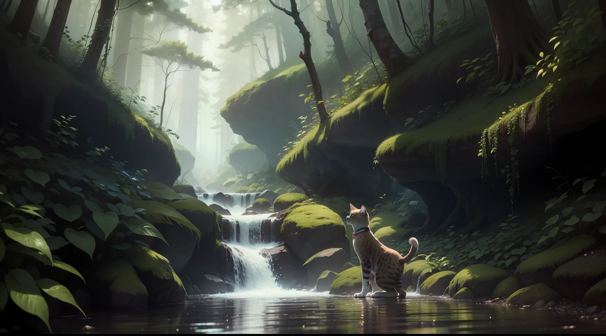Kitty marveled at the beauty around her as she ventured deeper into the forest, where a sparkling stream greeted her