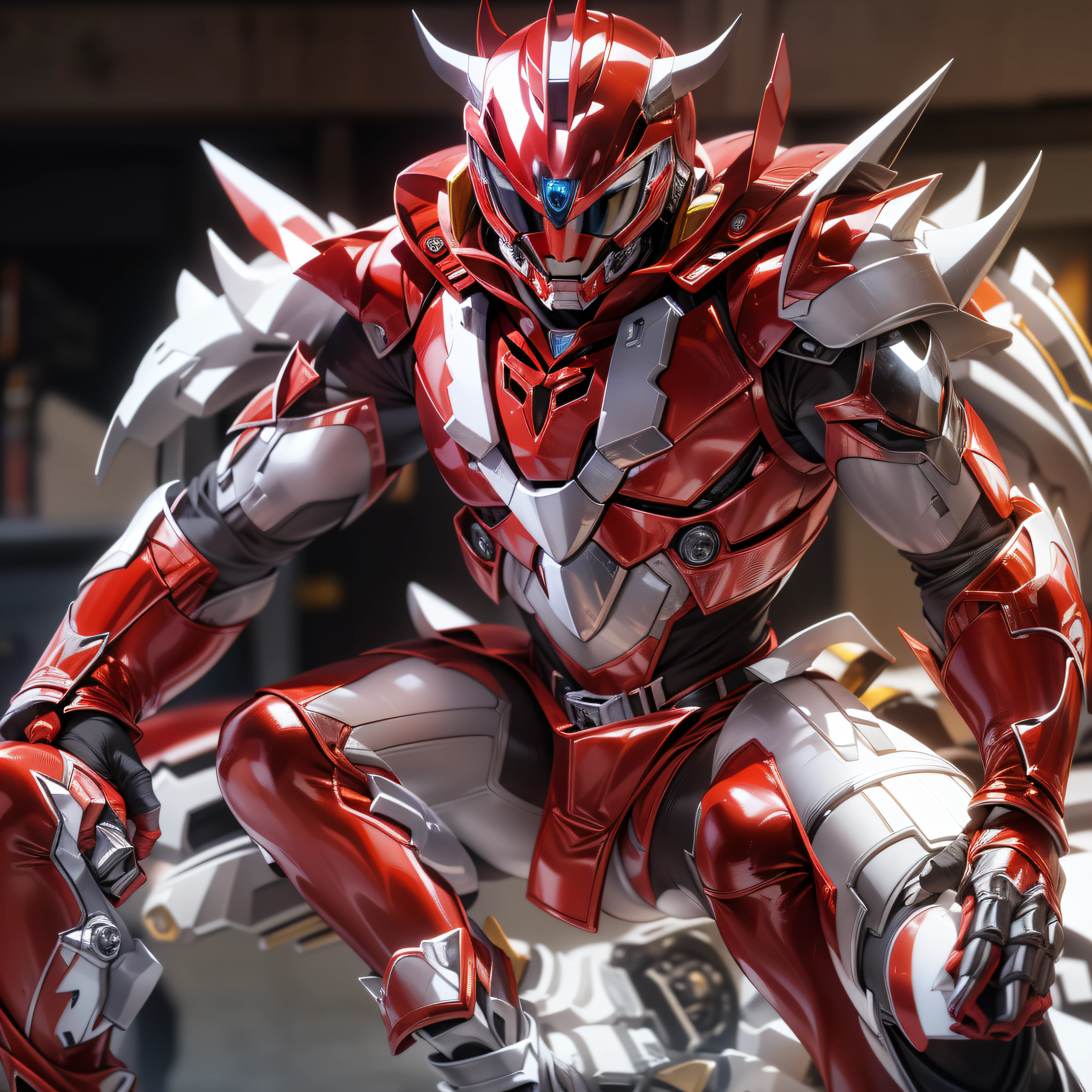 1man, masterpiece,best quality, masterpiece, high detail,detailed face,detailed eyes,rendered eyes,perfect eyes,hip lines,ambient occlusion,crisp image,detailed,amazing,8k,8k wallpaper,8k in megazord cockpit background, high detailed skin,high res, ((male shot)), (running), megazord, mecha, (sitting in megazord cockpit) ((solo)), (red chrome Power Ranger), (((red chrome armor, red chrome Rhino helmet, red chrome bodysuit, white belt, black eyes, white gloves))), (((white boots))), gold chrome armor, white gloves, red chrome bodysuit, vambraces, photo-realistic, ultra-realistic, unreal engine,