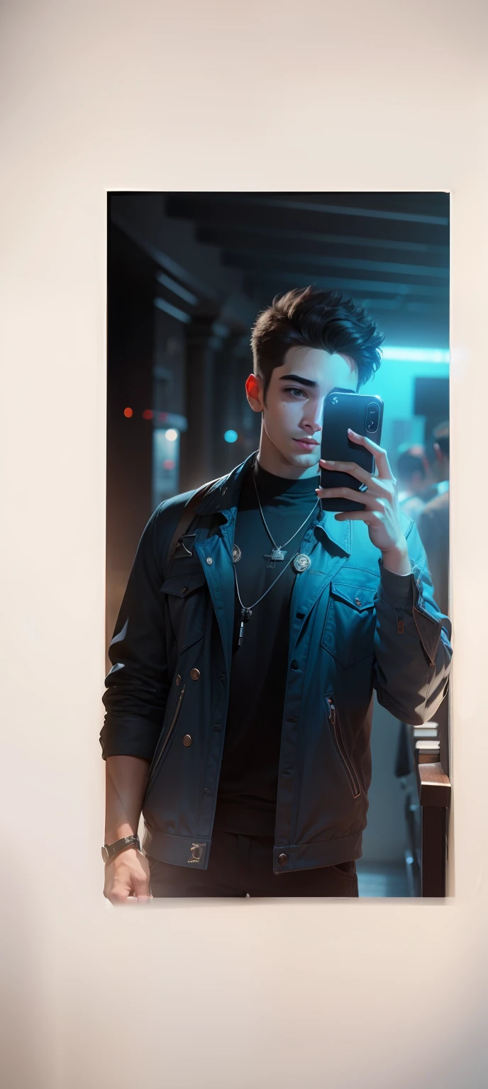 Change background cute boy, realistic face ,8k , ultra realistic taking selfie,