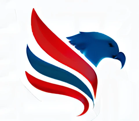 a red, white and blue eagle logo with a red and blue stripe, eagle logo, patriot, with an eagle emblem, eagle head, patriotic, logo without text, sports logo, second eagle head, ssao, white eagle icon, falcon, profile image, ussa, official, best logo, snail in the style of nfl logo, avatar image, military