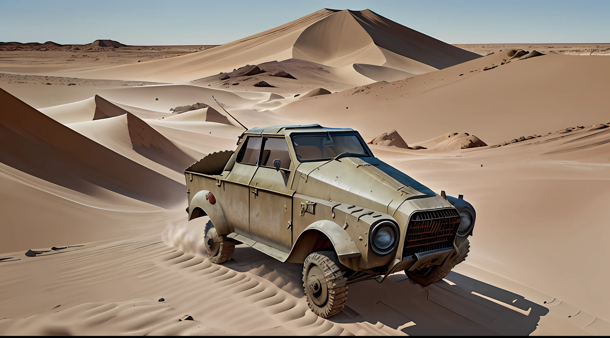 Carro de combate del siglo Vii en el desierto