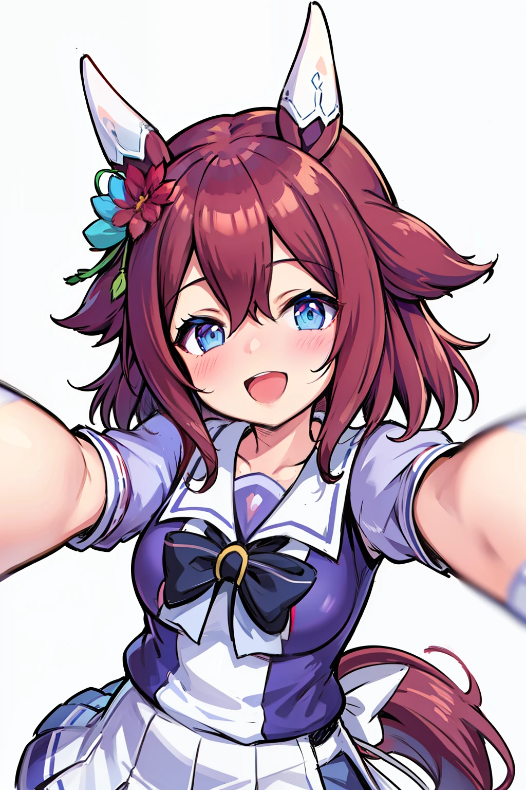 [[[​master piece]]],[[[Best Quality]]],[[[ultra-detailliert]]],Portrait,Uma Musume,Bottom-to-top perspective,Training Centre School Uniform,a miniskirt,Staining cheeks,Open mouth,Looking to the side.Smiling smile,,Cycle Wear, Bike Shorts,red hairs.Medium Hair.Lori,white stockings,8years old