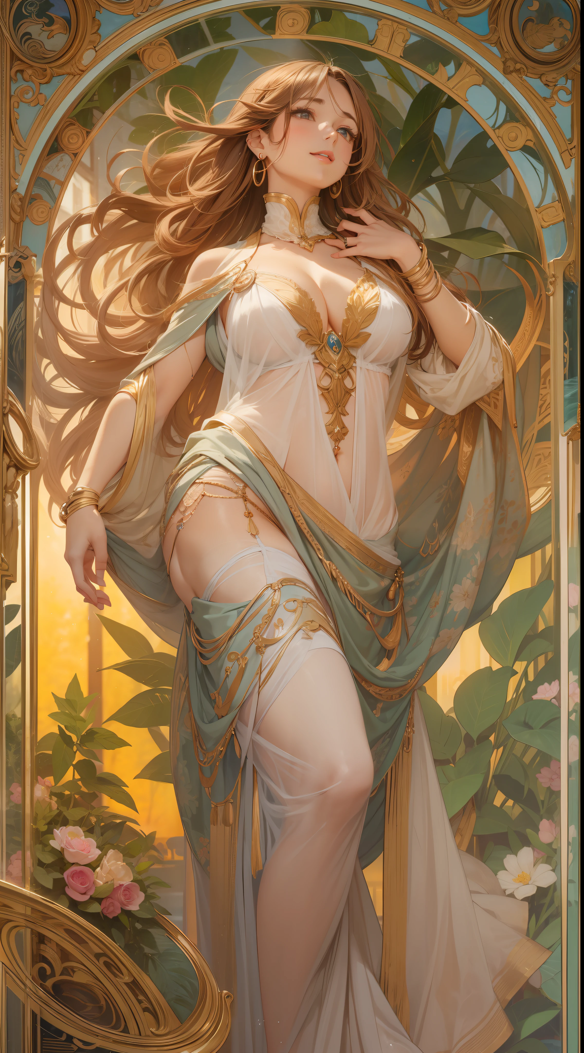 beautiful lady, Alphonse Mucha's style, light reflections, Oil painting, voluminetric lighting,sexy big breasts exposed，1female，36 years old，Huge breasts， 独奏， over-Tortoise Man， coniferous forest，  She has long flowing hair， Bare genitalia， standing on your feet，Bigchest，Wet straight hair，Sweat profusely，drenched all over the body，frontage， hair straight， mostly cloudy sky，（（（tmasterpiece），（Very detailed CG unity 8K wallpaper），best qualtiy，cinmatic lighting，detailed back ground，beatiful detailed eyes，Bright pupils，（Very fine and beautiful），（Beautiful and detailed eye description），ultra - detailed，tmasterpiece，）），facing at camera，A high resolution，ultra - detailed），beautifullegs，Very long hair，legs are open，Emotive expressions，Smile，Open-mouthed，Flushed complexion，Chest sagging，nakeness， Bulge，Expose the genitals，revealing breasts，Camel toes，with no underpants，extremely large bosom，Extremely colorful，Most detailed，fully body photo，The face is well lit