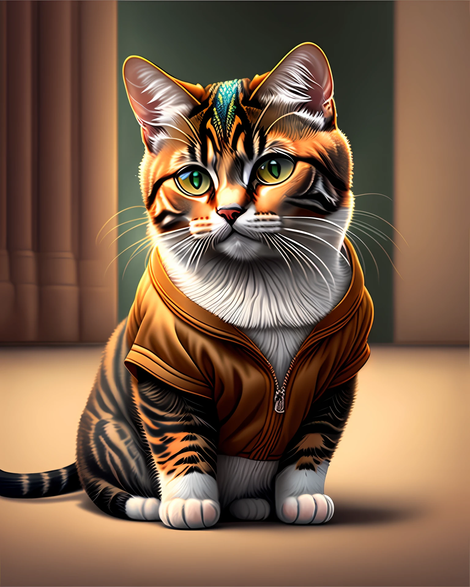 uma pintura de um gato usando um terno, trending on art station, pose intimidadora, member of Italian mafia, planeta dos gatos, estilo urbano, hyper realistic detailed rendering