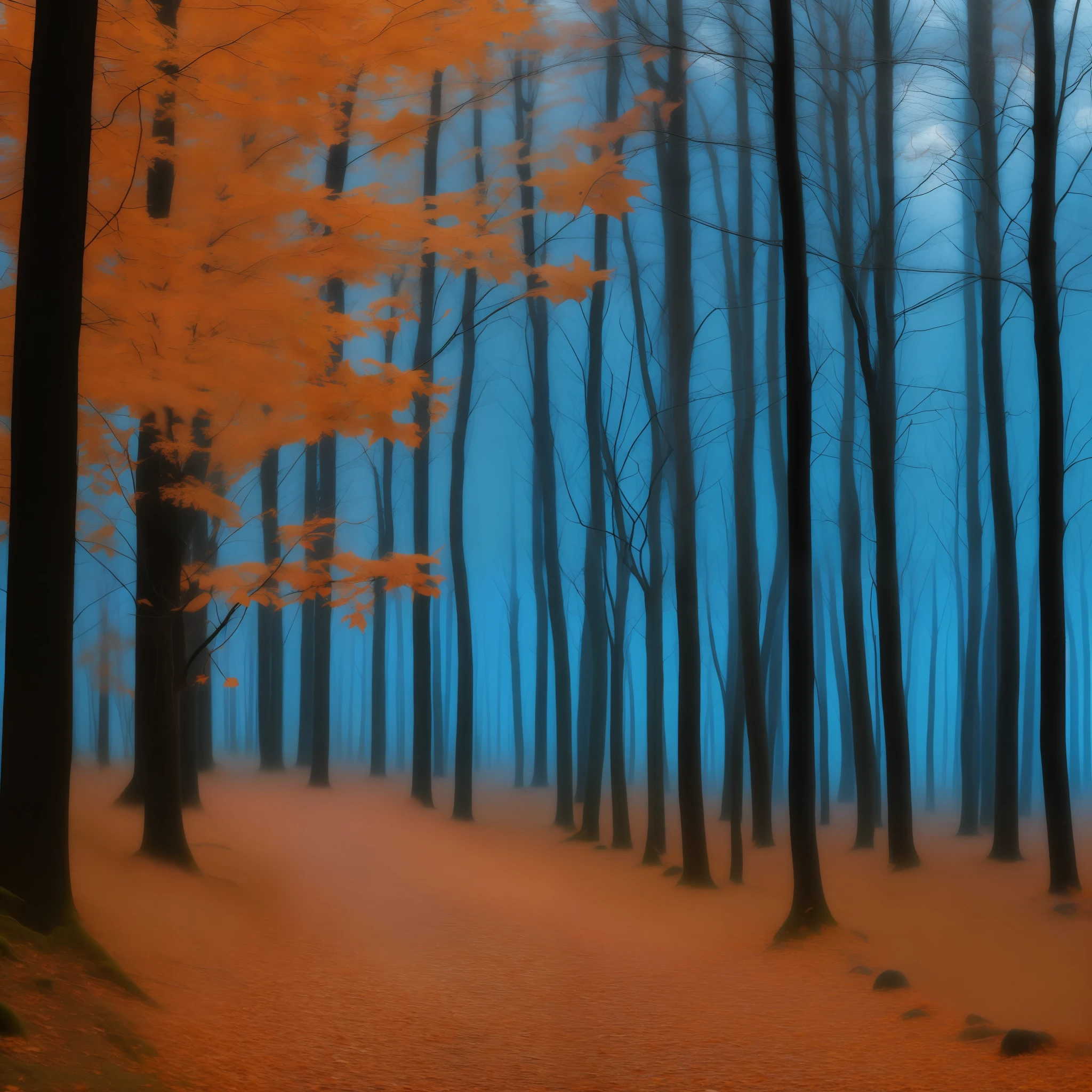 Love is my blue sweet demise in an autumn forest