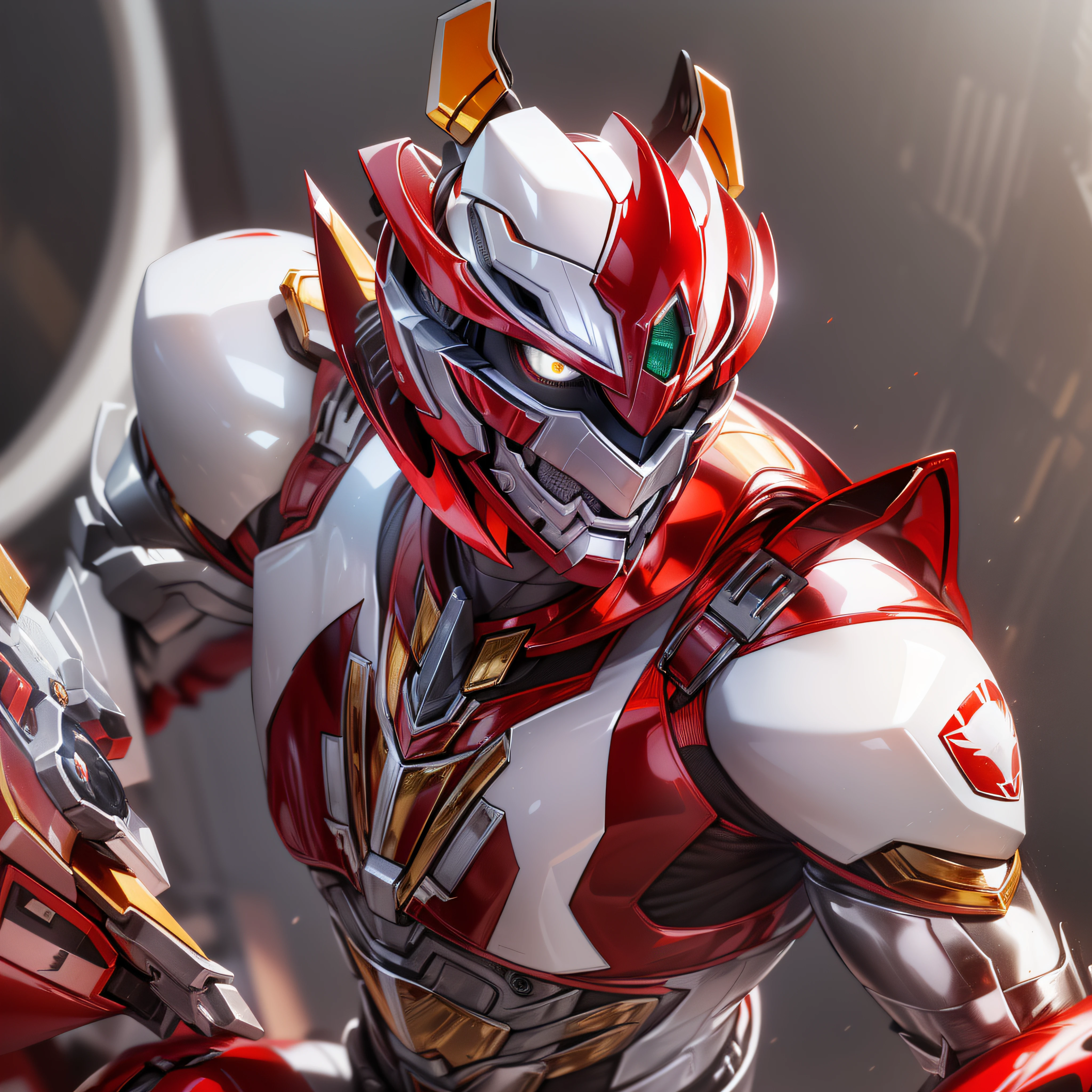 1man, masterpiece,best quality, masterpiece, high detail,detailed face,detailed eyes,rendered eyes,perfect eyes,hip lines,ambient occlusion,crisp image,detailed,amazing,8k,8k wallpaper,8k in megazord cockpit background, high detailed skin,high res, ((male shot)), (running), megazord, mecha, (sitting in megazord cockpit) ((solo)), (red chrome Power Ranger), (((red chrome armor, red chrome Rhino helmet, red chrome bodysuit, white belt, black eyes, white gloves))), (((white boots))), gold chrome armor, white gloves, red chrome bodysuit, vambraces, photo-realistic, ultra-realistic, unreal engine,