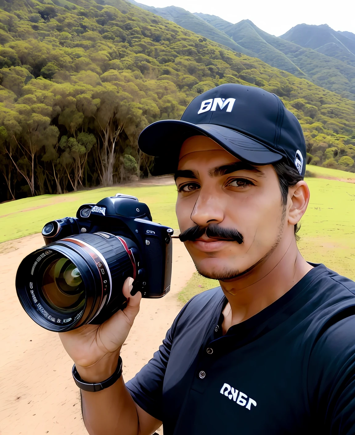 Homem com bigode fotografando