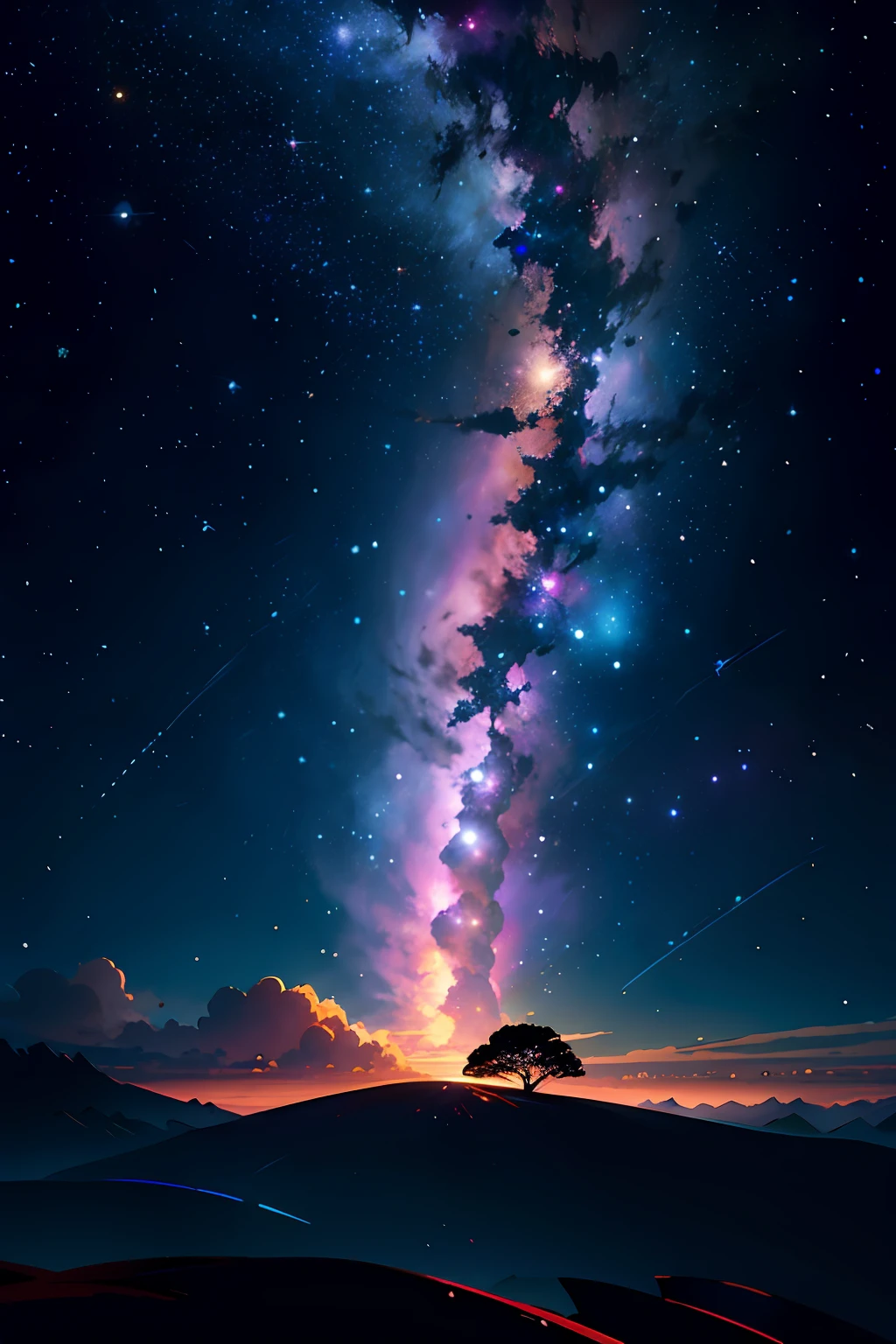 1menino, solo, standingn, outer space, estrela gigante, estrela brilhante, dim sky, roupas de nobre, roupa branca, roupa dourada, roupa preta, yggdrasil tree, giant tree, estrelas menores, (8k super detalhado), (obra-prima), ((obra-prima)), ((cinematic quality)), personagem olhando para a tela, Character in space, fora do planeta, Character flying in space, estrelas de fundo, yggdrasil de fundo, Dark sky around, Dark sky background, nuvens escuras, nuvens claras, personagem de luz, personagem iluminado, personagem brilhante, destaque aos elementos de fundo, destaque ao personagem masculino