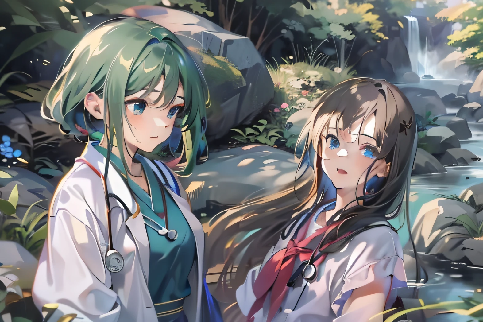 (((((One Female Doctor, high-detail))))), Doctor X:movie version, (doctor), doctor, X - Ray, X-ray, Doctor's Mirror, Aina Ashida, VXF Movies, Aya Ueto, netfilx !N-9, er drama, canny, HDTV X-ray TV, Elbow, Background, there is a stream running through a lush green forest filled with rocks, beautiful flowing feeling, japan nature, nature scenery, stunning nature in background, Truly beautiful nature, river with stunning water, by Tadashige Ono, Beautiful nature, flowingwater, natural landscape beauty, river stream, gentle sparkling forest stream, hd nature photography, stunning screensaver