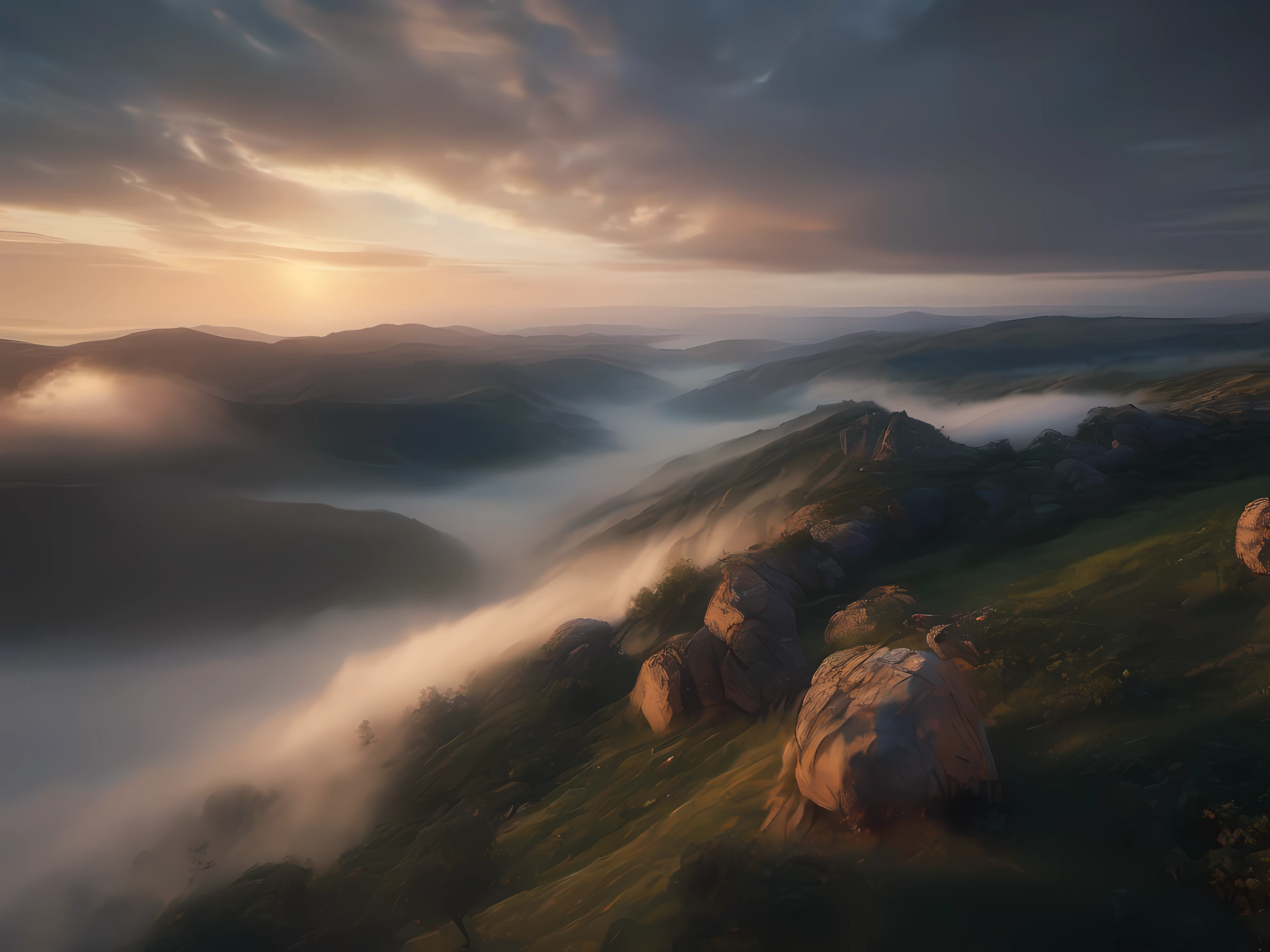 anã0, Vale de Pedras ao Luar, Wisps de wisps em todo o ambiente, High definition, alta qualidade, professional cinematic lighting, 16k, movie poster, alta qualidade, alta qualidade, High definition