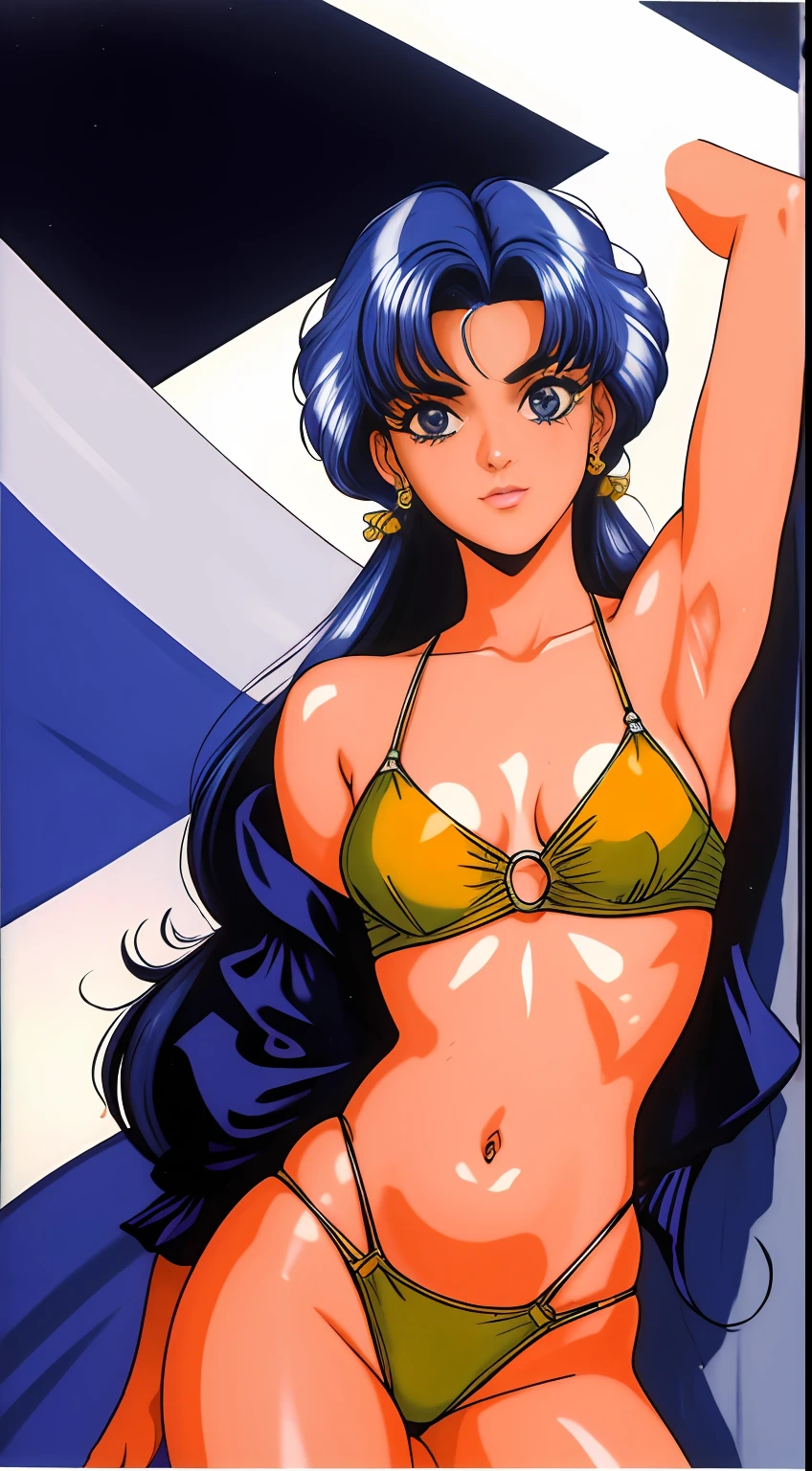 obra-prima, melhor qualidade, 1990s \ (estilo\), parte superior do corpo, seios enormes, Nordic, cabelo longo cachos