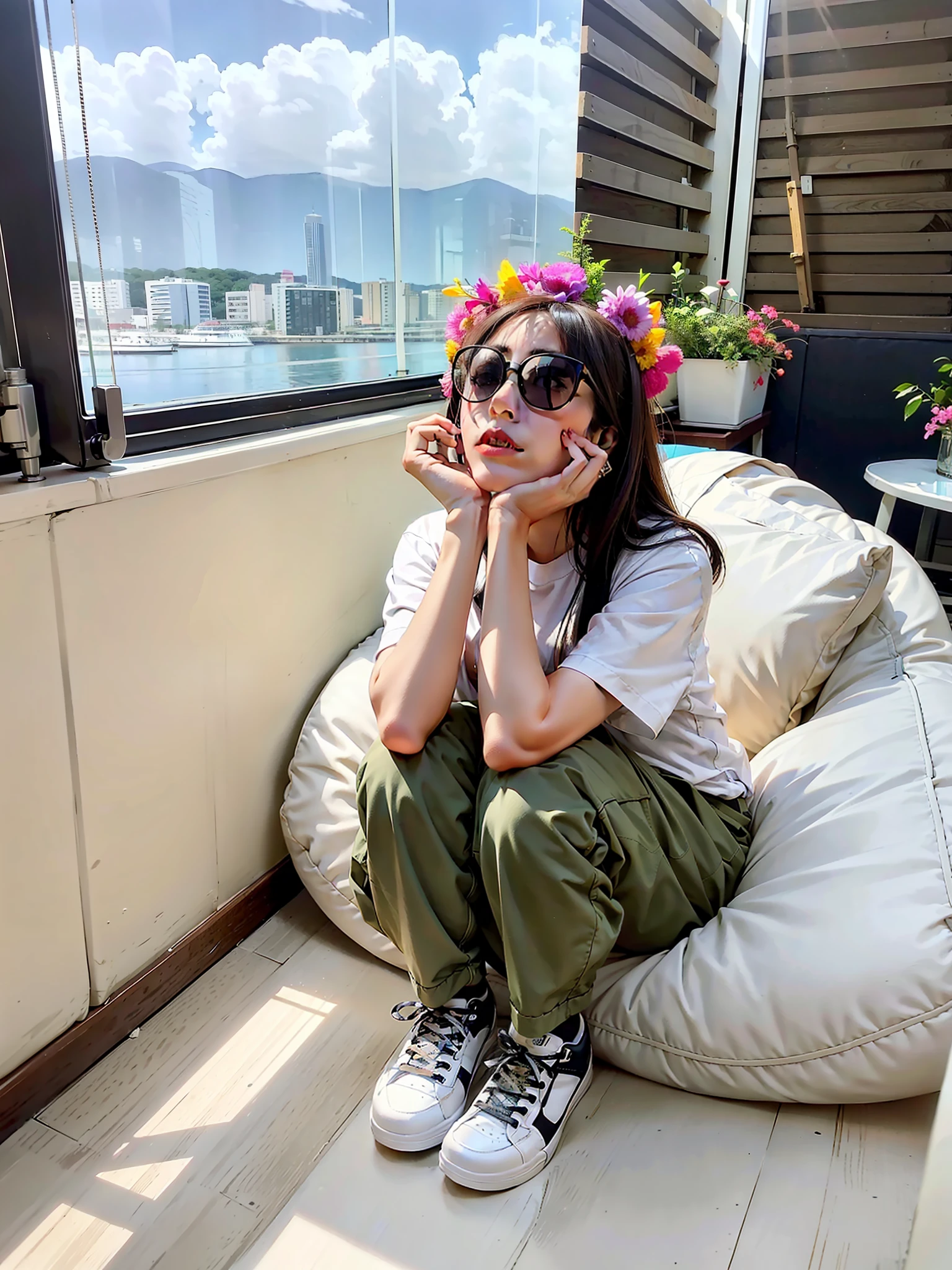 Photo optimization,wears dark glasses