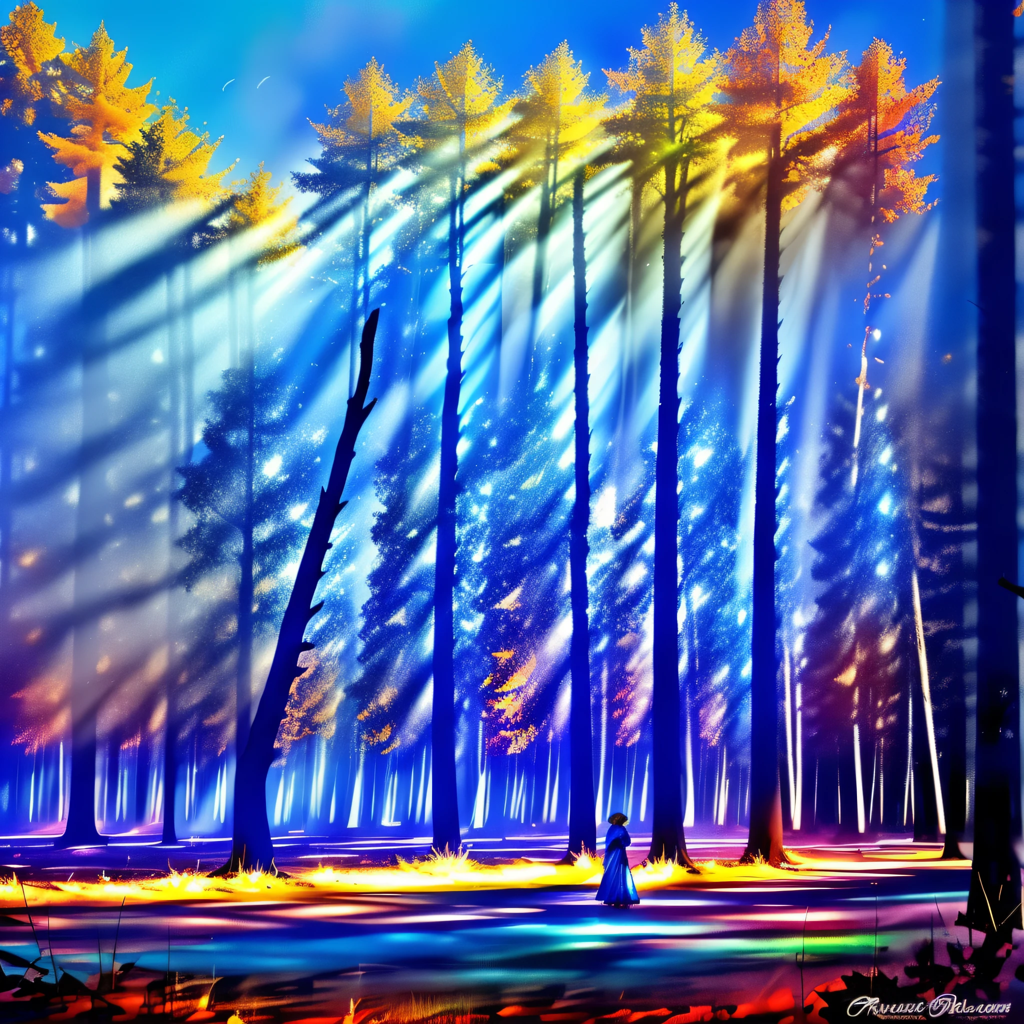 Love is my blue sweet demise in an autumn forest