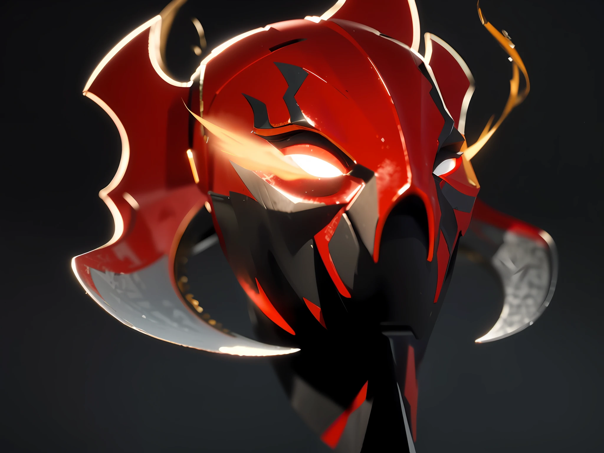 It has a red and black mask on it,There is a red dragon on it, rendered in octane render 32k, Sharp edges. rendering by octane, 4 k octan render, 3 d render stylized, rendered in keyshot, 2 d concept art head macro shot, demon samurai mask, created in octane render, rendered in octane render, 3d 8k octan render