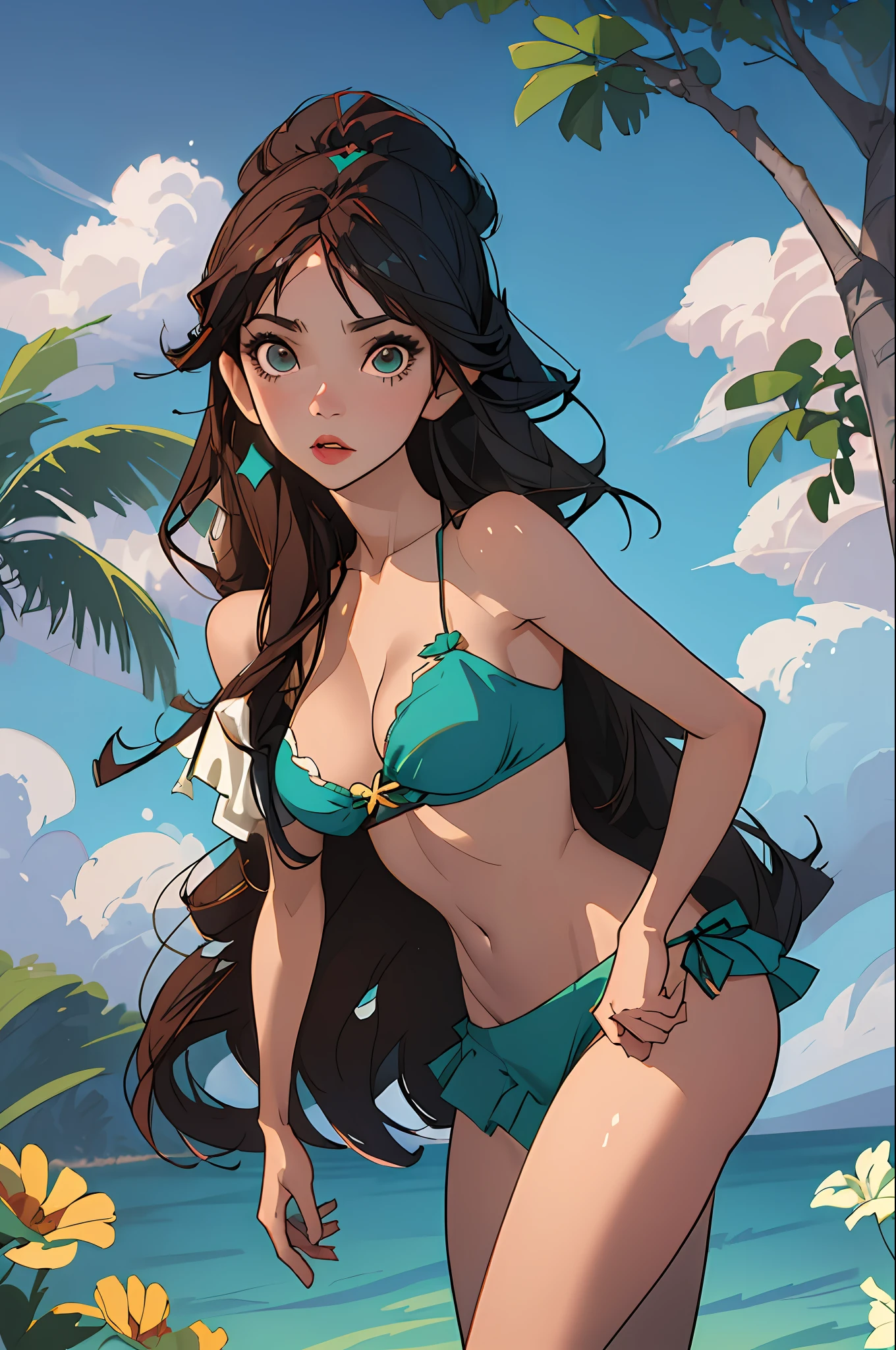 (melhor qualidade, obra-prima), garota, envergonhado, bikini, sexy