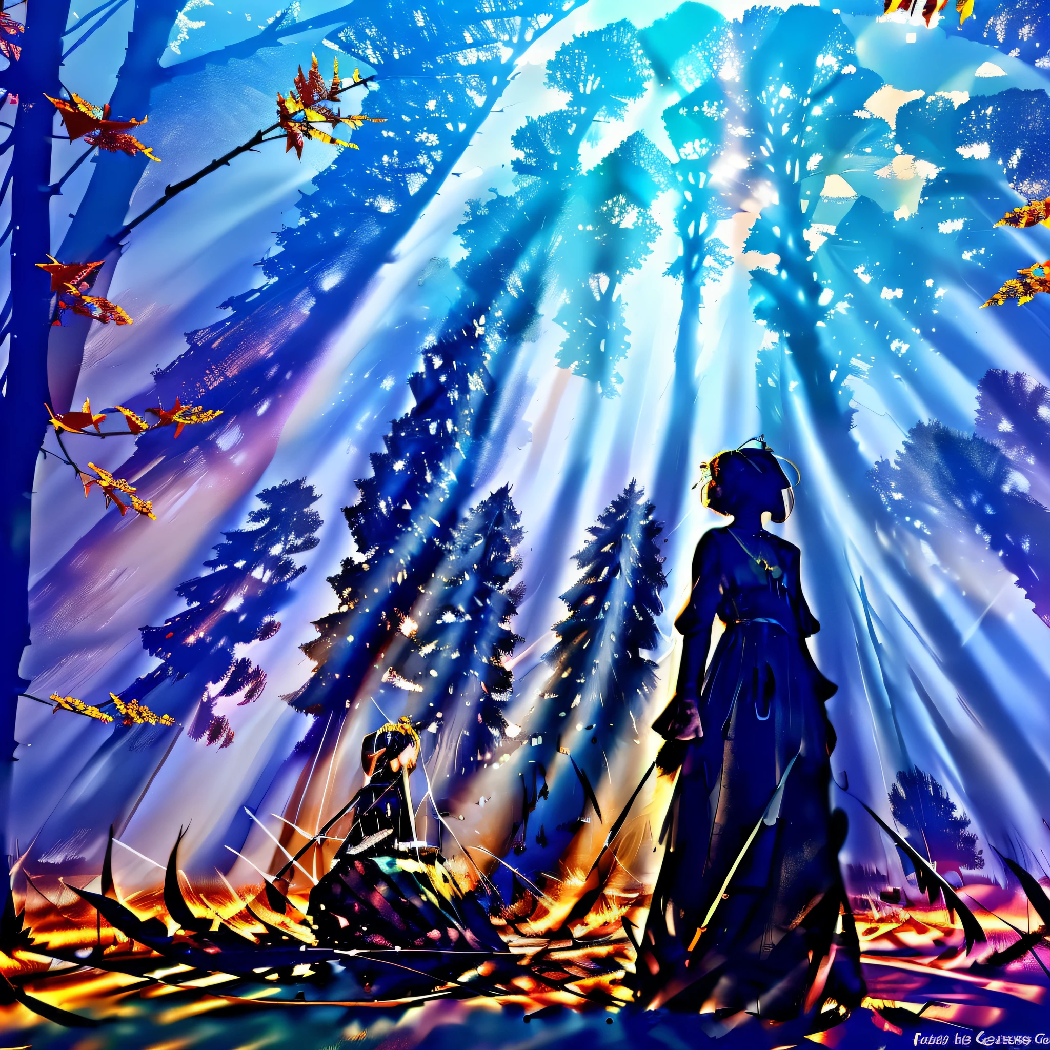 Love is my blue sweet demise in an autumn forest