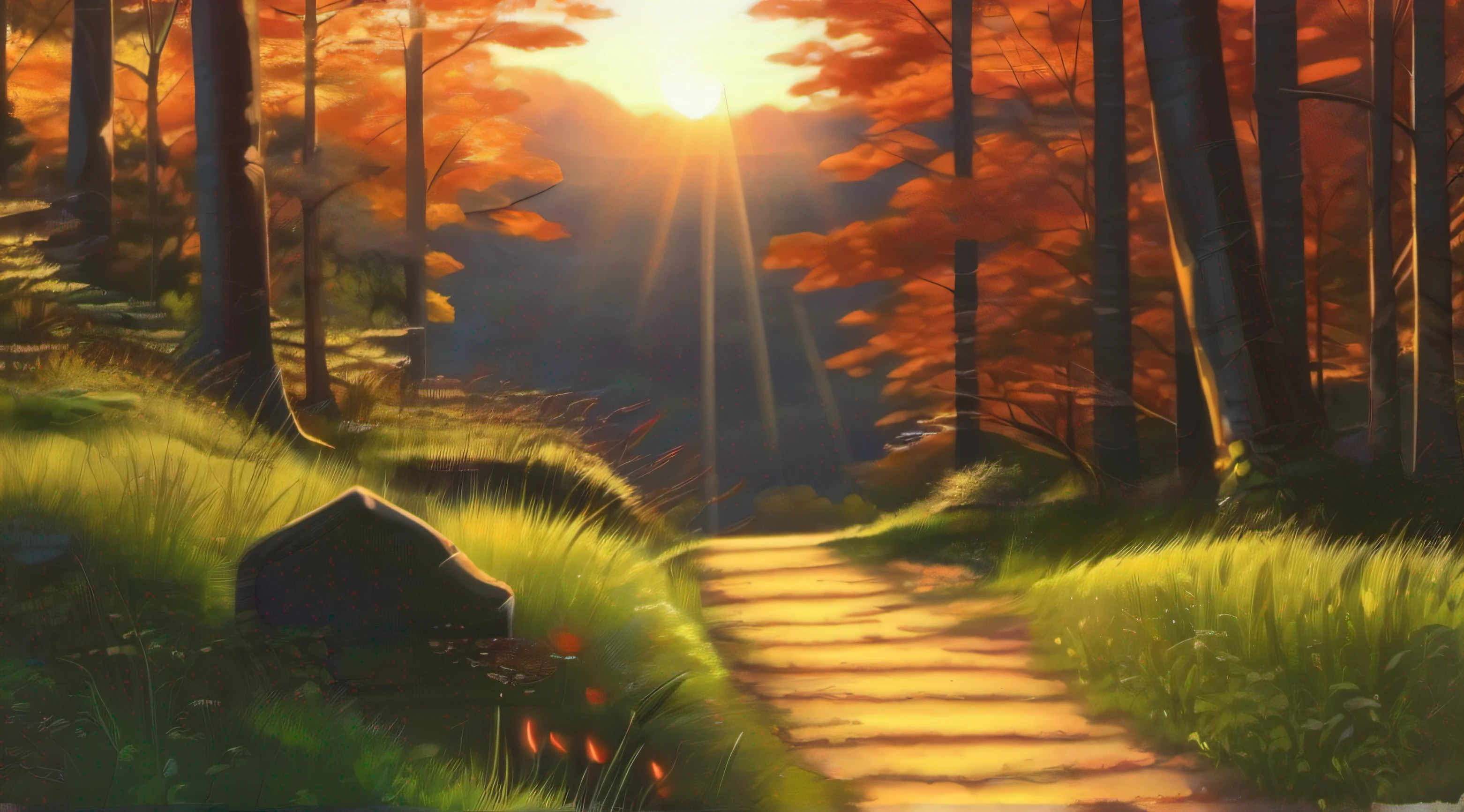 As the sun began to set, casting a warm glow over the forest,
